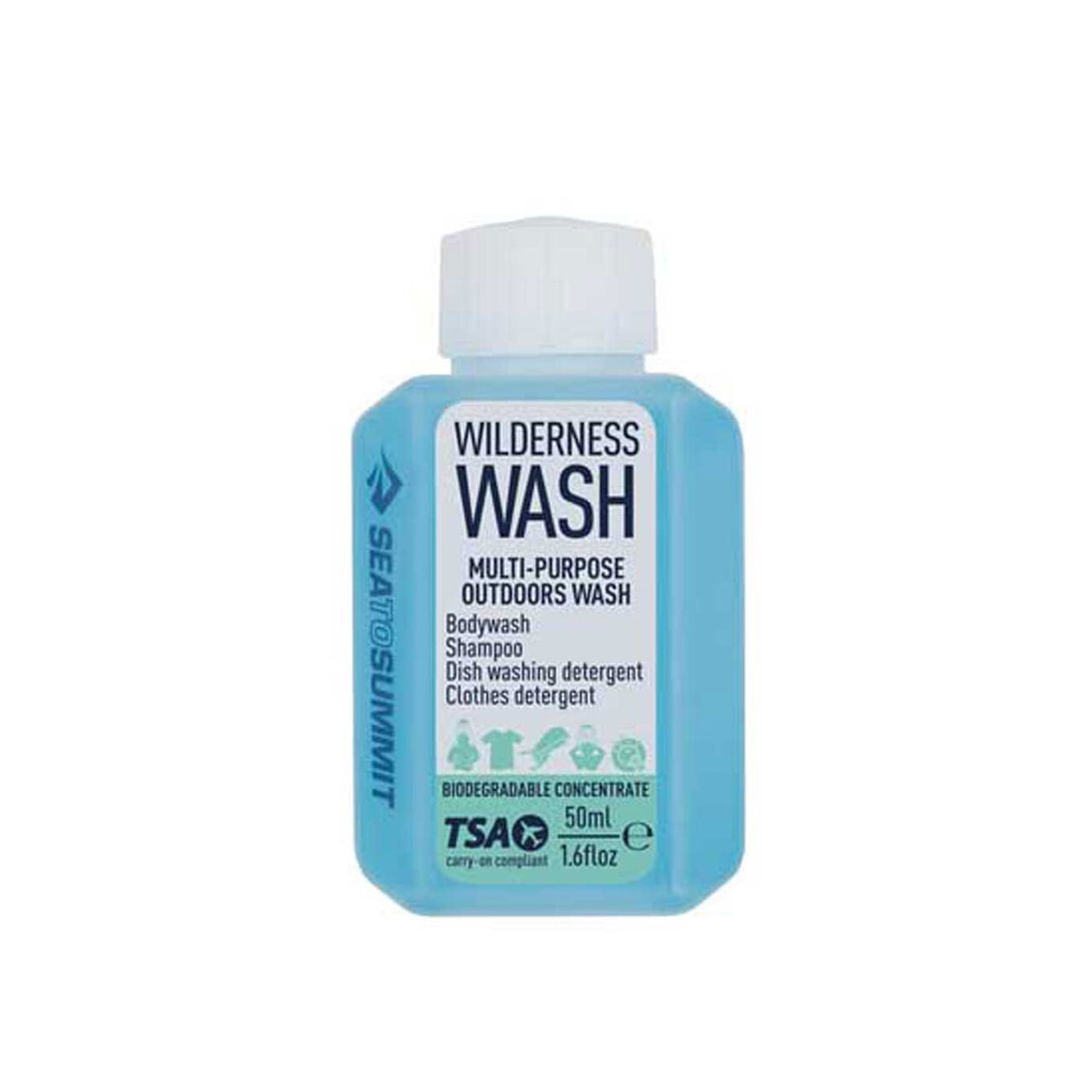 Oplev den praktiske og miljøvenlige Sea to Summit Wilderness Wash (50 ml) i skyblå. Denne alsidige sæbe er ideel til camping, vandreture og rejser, da den effektivt rengør alt fra tøj til udstyr. Med sin koncentrerede formel kræver den kun en lille mængde for at skabe et rigt skum og efterlader en frisk duft. Den er biologisk nedbrydelig, hvilket gør den perfekt til brug i naturen. Tag den med overalt for renlighed uden kompromis!

- Biologisk nedbrydelig og miljøvenlig
- Økonomisk med koncentreret formel
- Velegnet til både tøj og udstyr
- Frisk duft, der efterlader tingene delikate
- Praktisk størrelse til rejser og udendørs brug
- Robust design, der tåler udendørs forhold