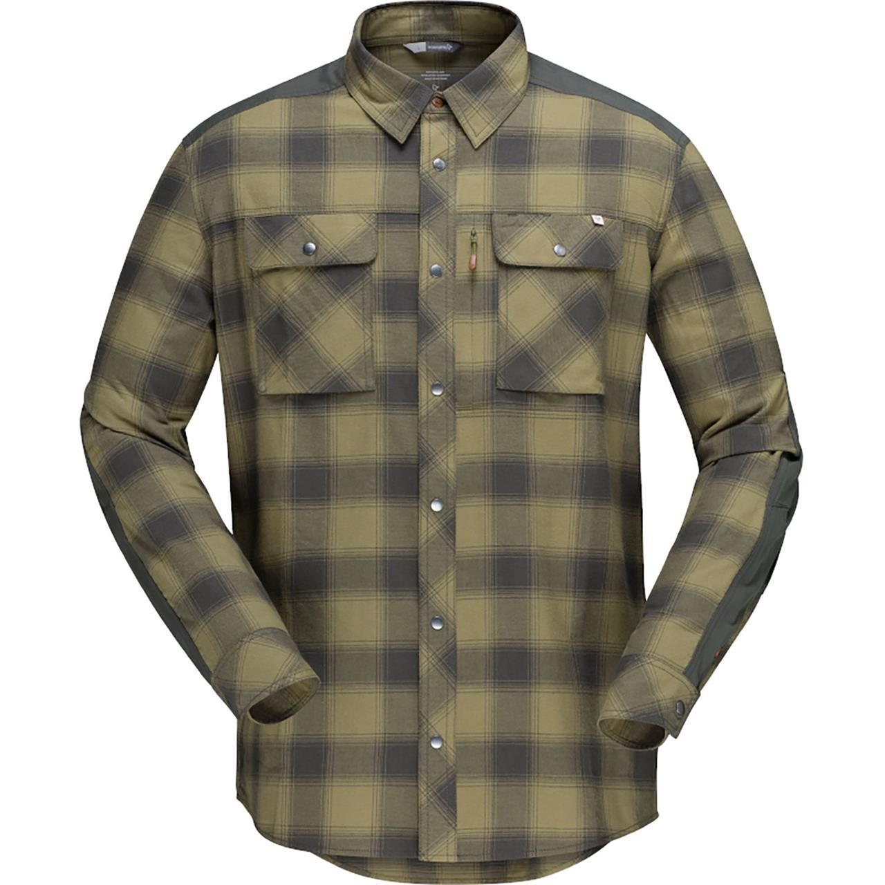  Norr&oslash;na Mens Svalbard Flannel Shirt (GREEN (OLIVE DRAB/SLATE GREY) Small)