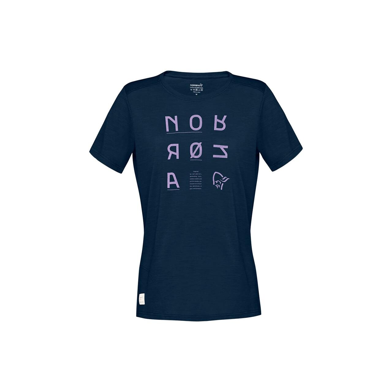  Norr&oslash;na Womens Svalbard Wool T- Shirt (BLUE (INDIGO NIGHT/VIOLET TULLE) Small)