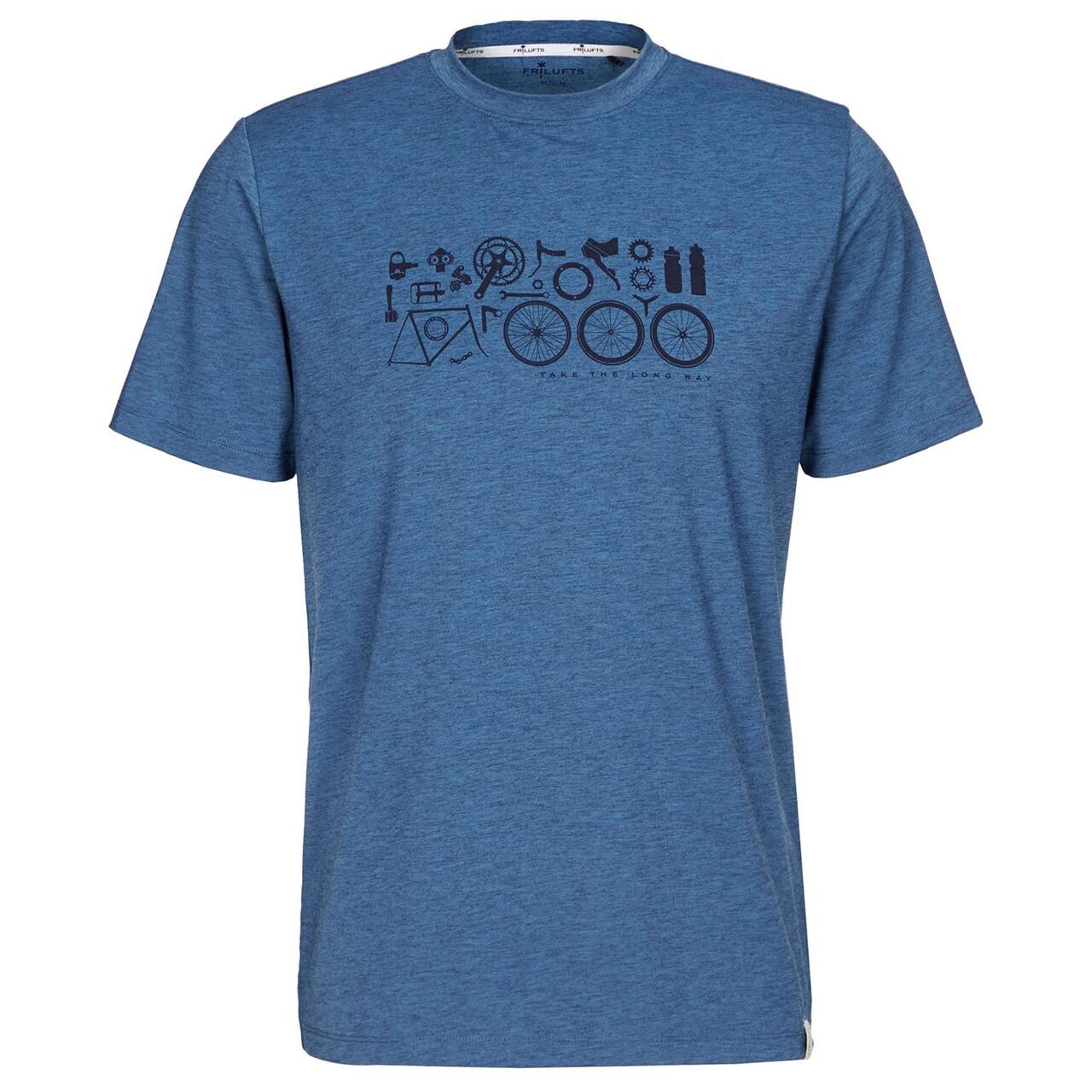  Frilufts Mens Mathraki Printed T-shirt  (BLUE (DARK BLUE BIKE EQUIPMENT) Medium)
