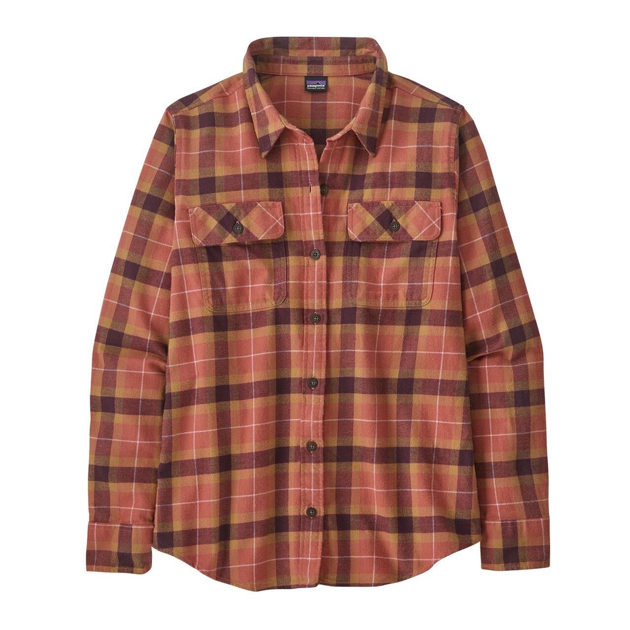 Patagonia Womens L/s Org Mw Fjord Flannel Shirt Röd Vista: Burl Red