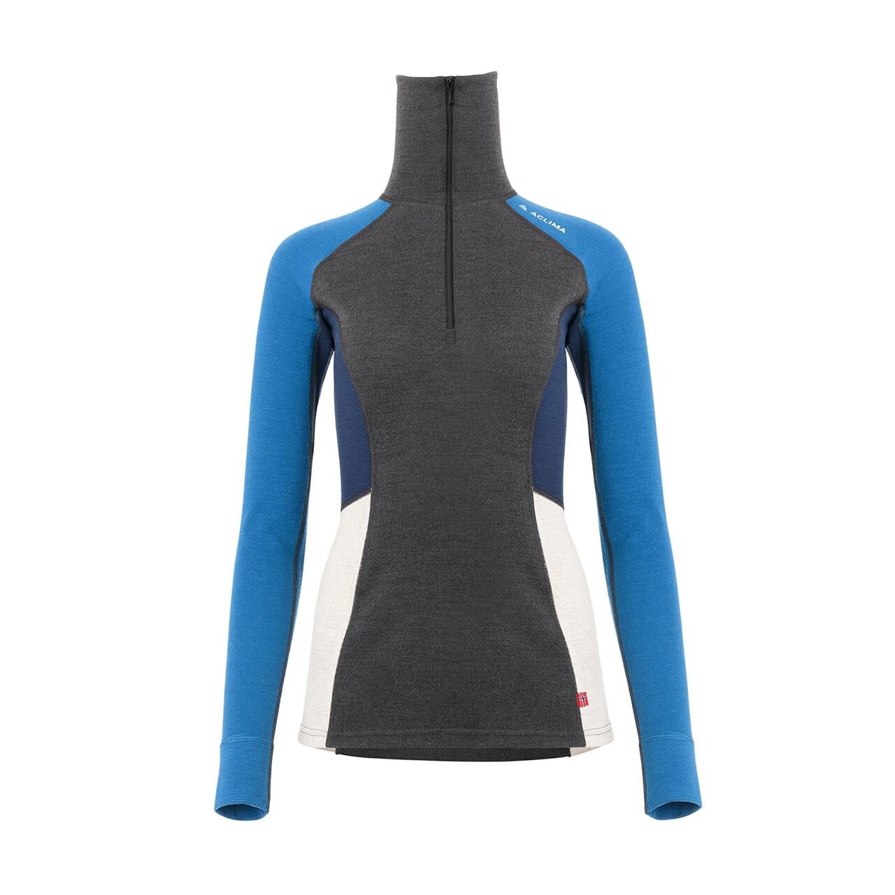 Aclima Womens Warmwool Polo Grå Marengo Corsai Beigemel Blzr Large