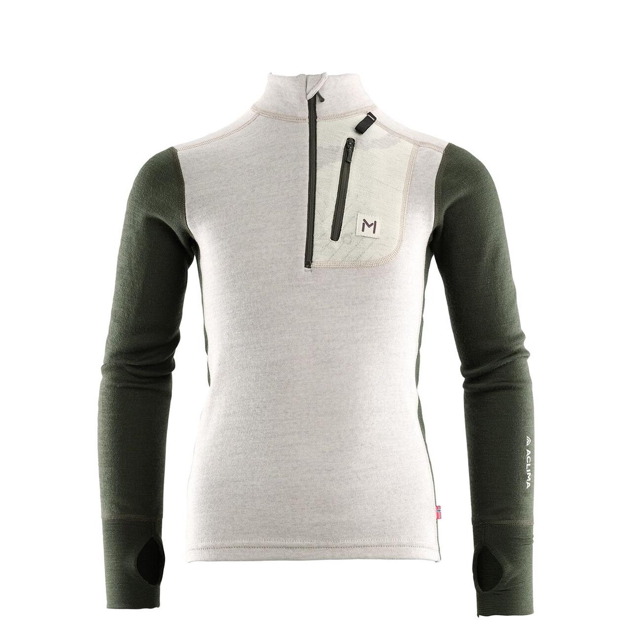 Aclima Kids Lars Monsen Mockneck (Beige (BEIGEMELANG/OLIVENIGHT/F.LIGHT) 130 cm)