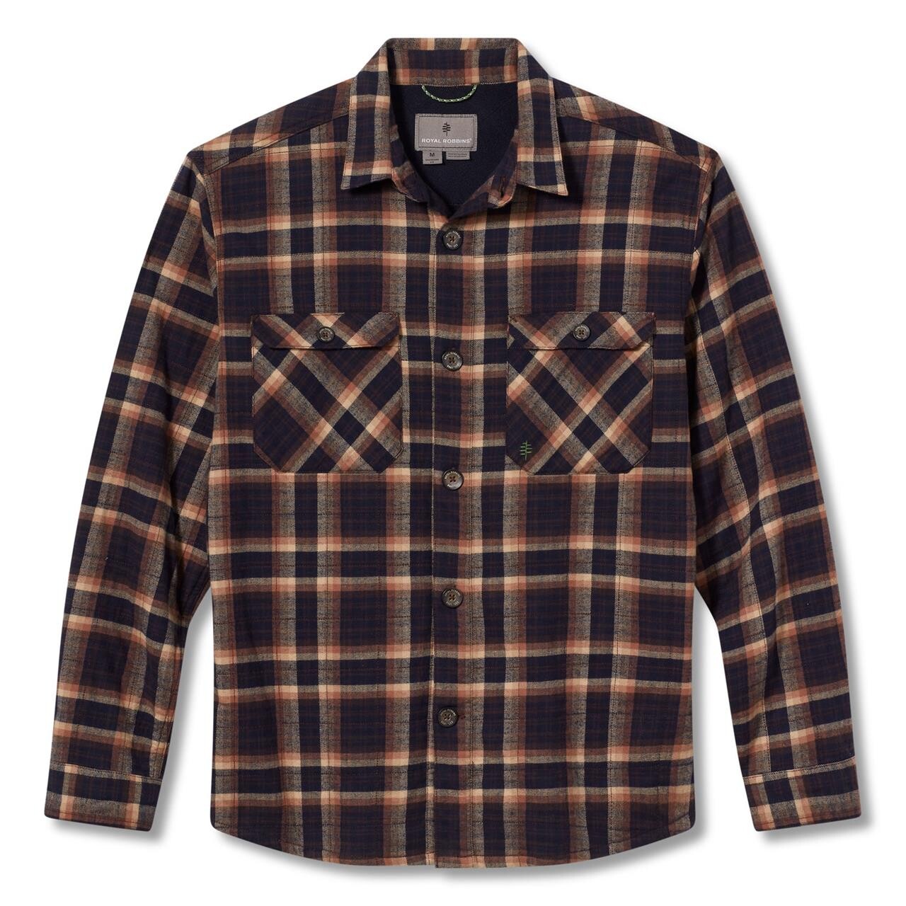 Se Royal Robbins Mens Snowcap Lined Flannel L/S (Blå (NAVAL BIG BASIN PLD) Small) hos Friluftsland.dk