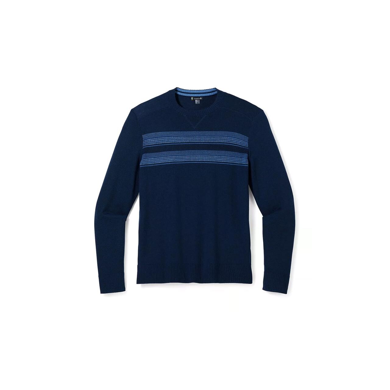 Billede af Smartwool Mens Sparwood Stripe Crew Sweater (Blå (DEEP NAVY HTHR LAGUNA BLUE H) Small)