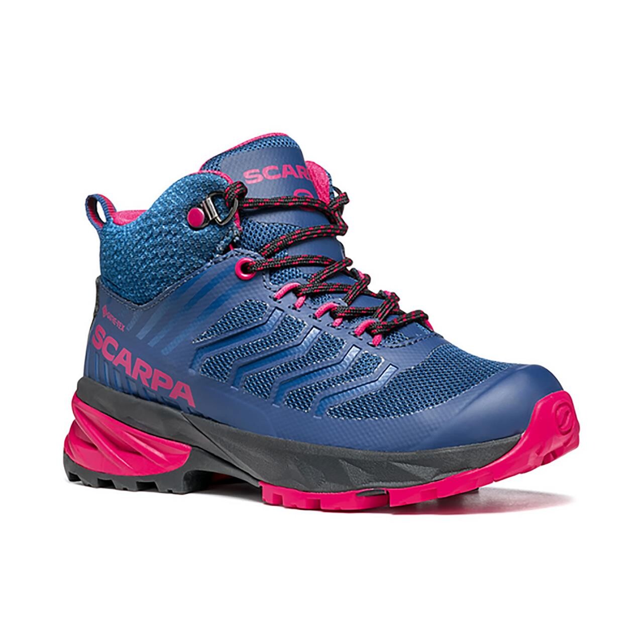 Se Scarpa Kids Rush Mid GTX (Blå (BLUE/FUXIA) 34) hos Friluftsland.dk