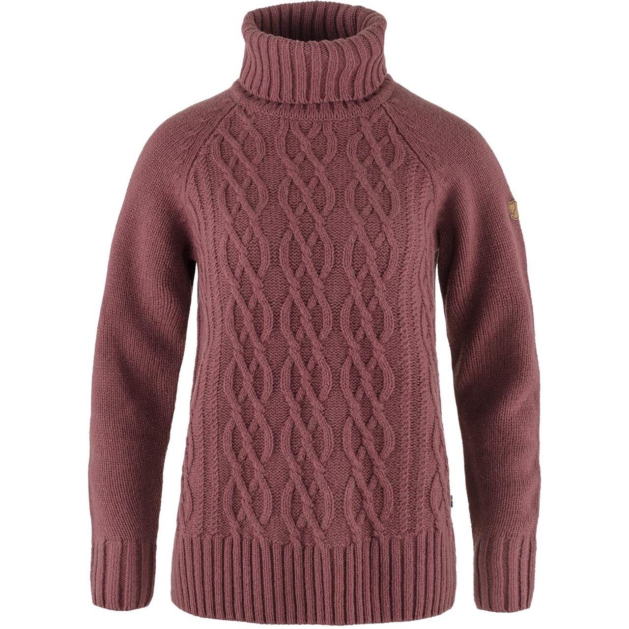 Fjällräven Womens Övik Cable Knit Roller Neck (Rød (MESA PURPLE/410) Large)