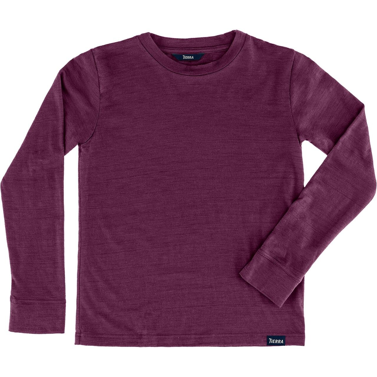 Se Tierra Youths Woolpa L/S Tee (Lilla (DEEP PURPLE) 152 cm) hos Friluftsland.dk