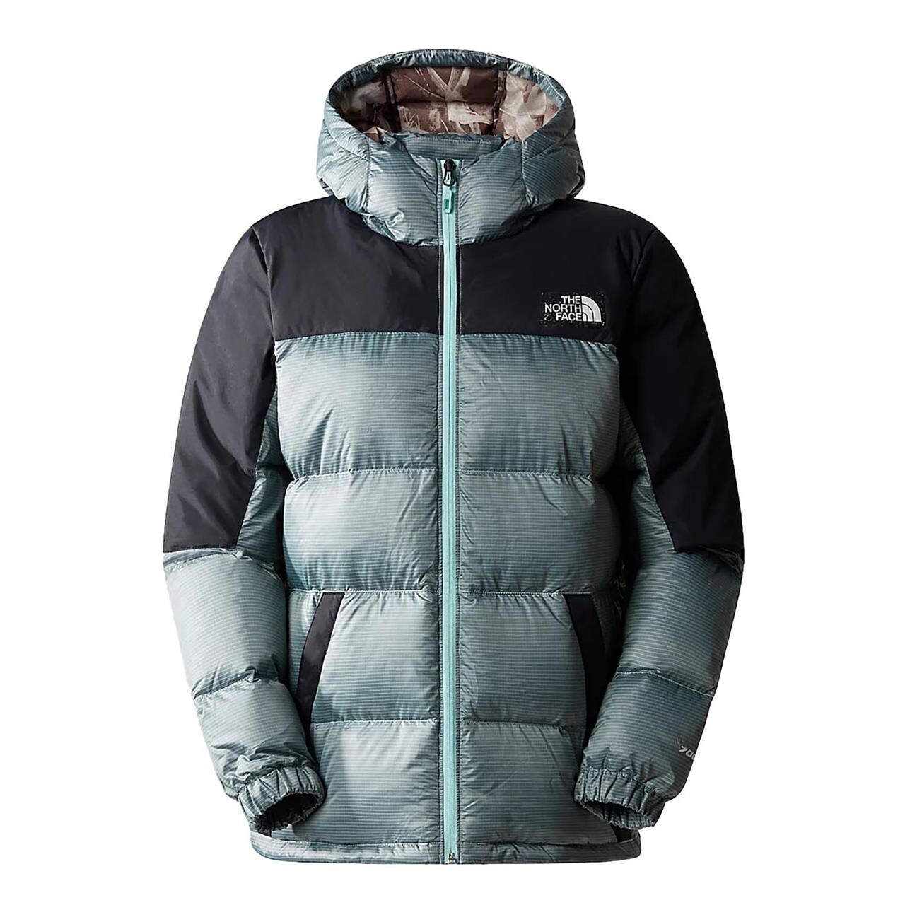 Se The North Face Womens Diablo Recycled Down Hoodie (Grøn (POWDER TEAL/TNF BLACK) Small) hos Friluftsland.dk