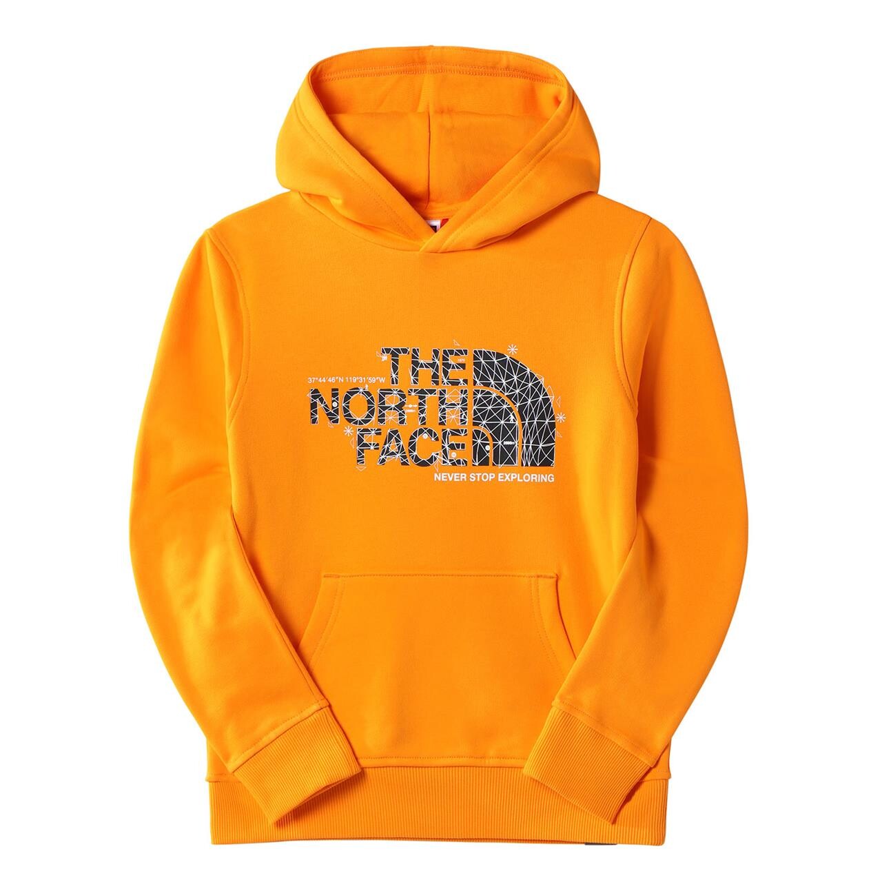 The North Face Teens Drew Peak Pull Over Hoodie Orange Cone Orange