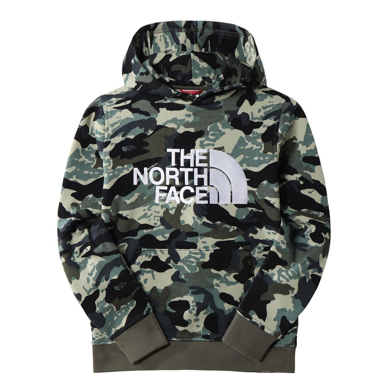 The North Face Teens Drew Peak Pull Over Hoodie (Grøn (NEW TAUPE GREEN NS CAMO PRINT) Large)