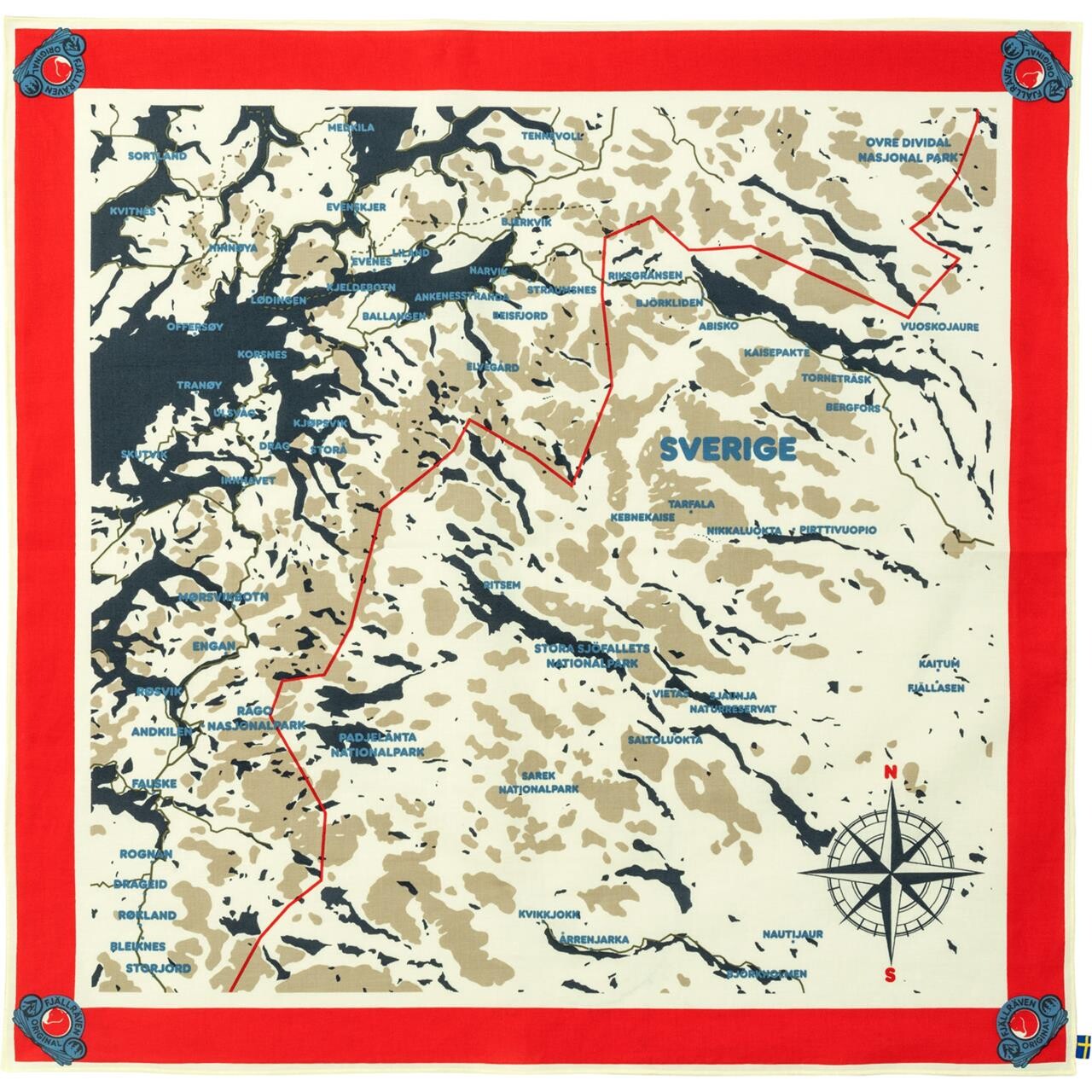 Fjällräven Swedish Classic Map Scarf (RED (TRUE RED/334) One size (ONE SIZE))