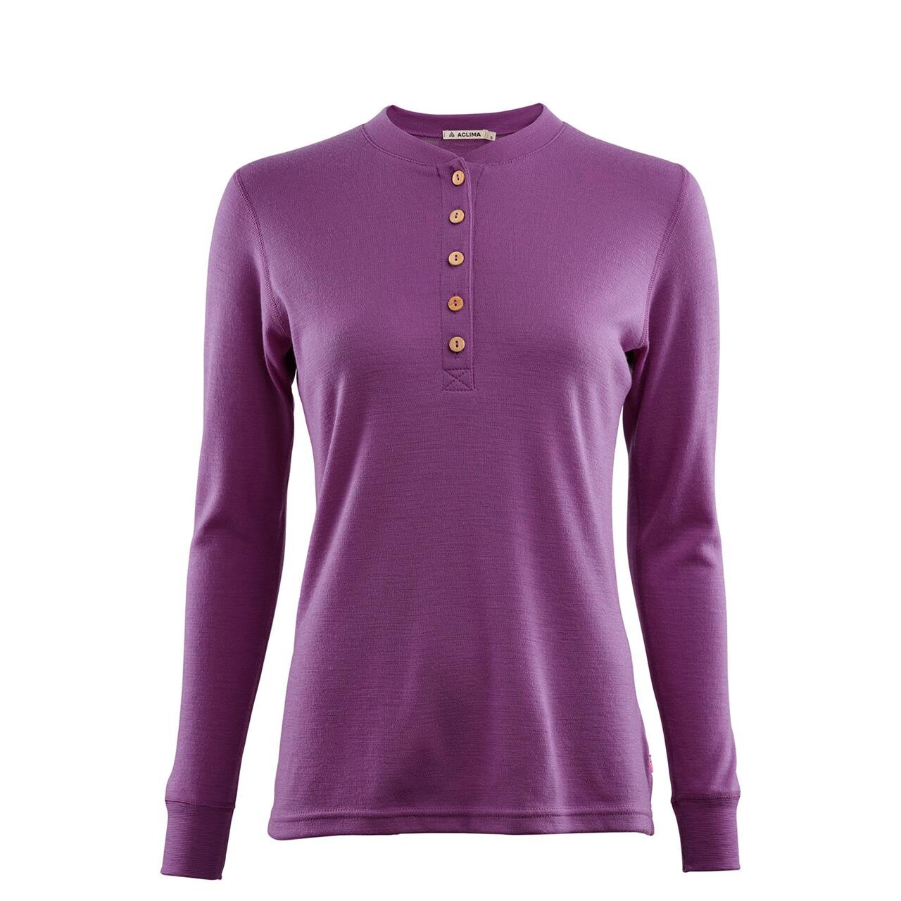 Aclima Womens Warmwool Granddad Shirt Lilla Sunset Purple X Large