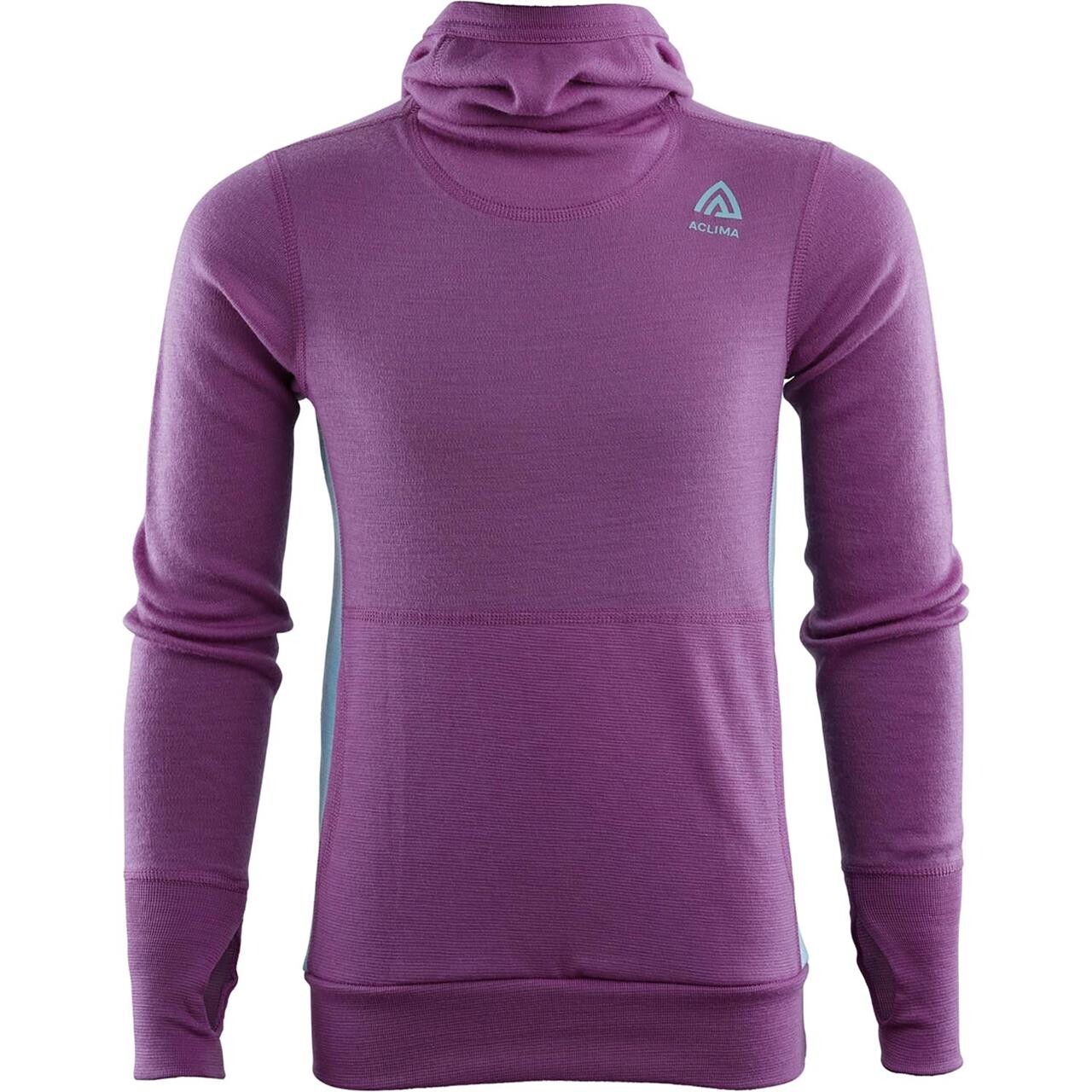 Aclima Childrens Warmwool Hoodsweater Lilla Sunset Purple/reef Waters 120 Cm