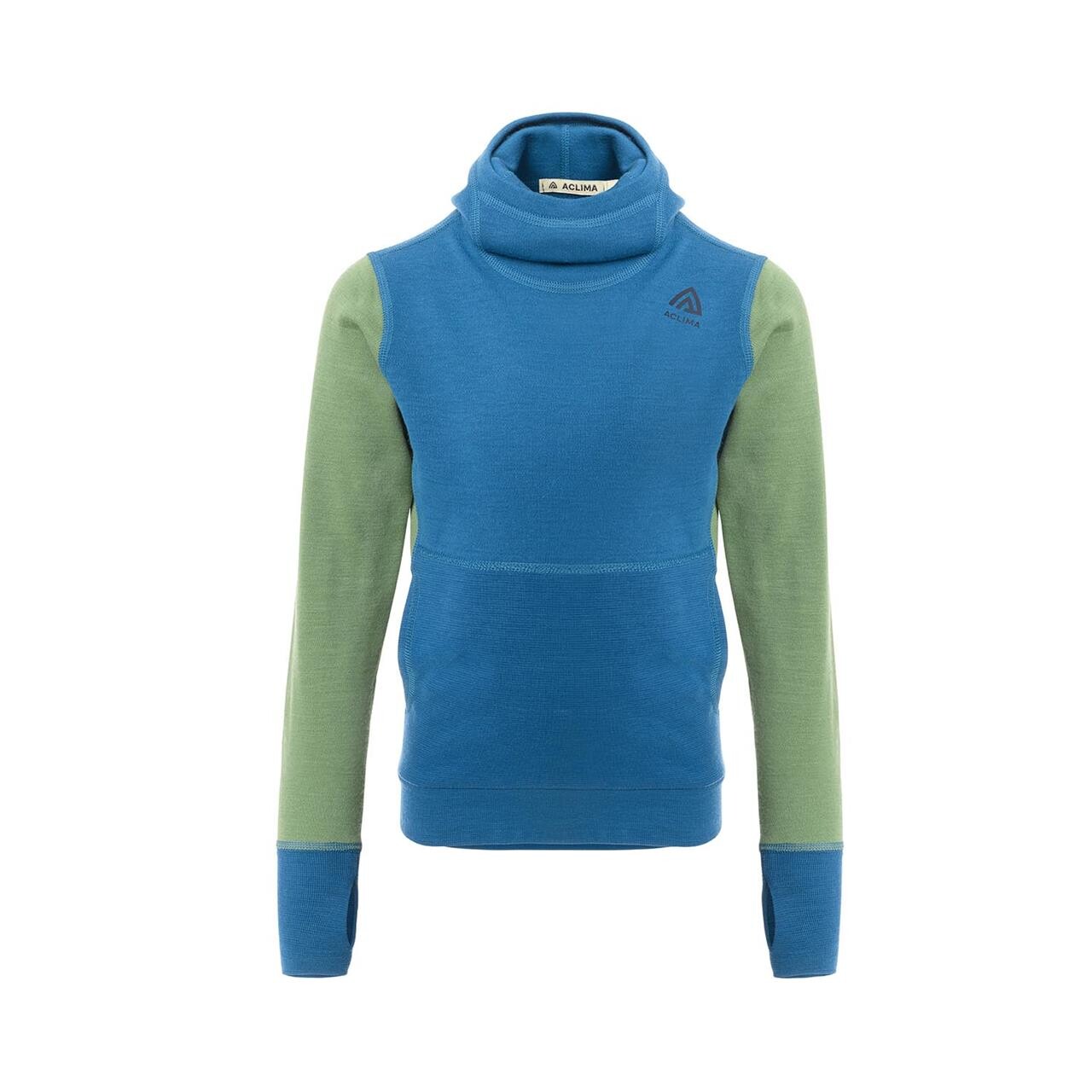 Aclima Childrens Warmwool Hoodsweater Blå Corsair/dill 120 Cm