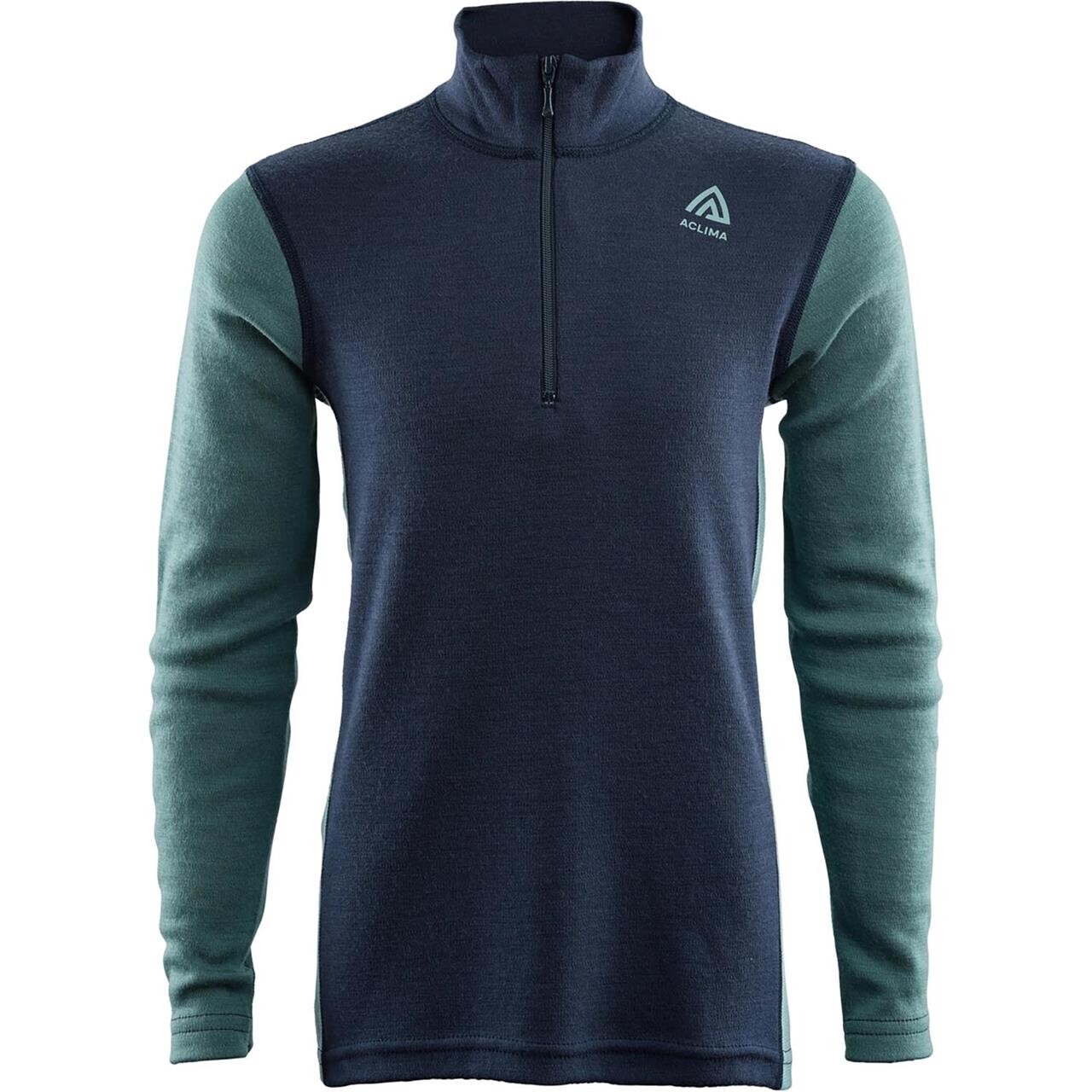 Aclima Kids Warmwoolock Neck W/zip Blå Navy Blazer/na/reef Waters 150 Cm