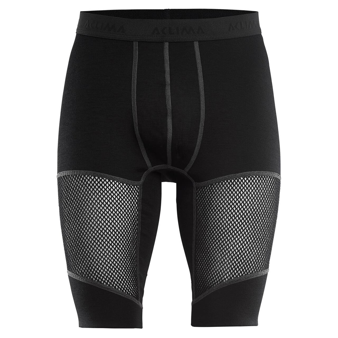 Aclima Mens Woolnet Long Shorts Sort Jet Black X Small