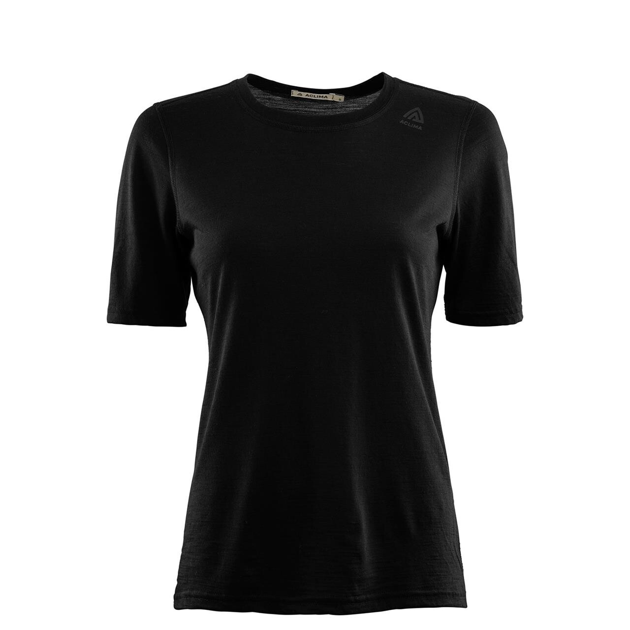 Se Aclima Womens LightWool Undershirt Tee (Sort (JET BLACK) Medium) hos Friluftsland.dk