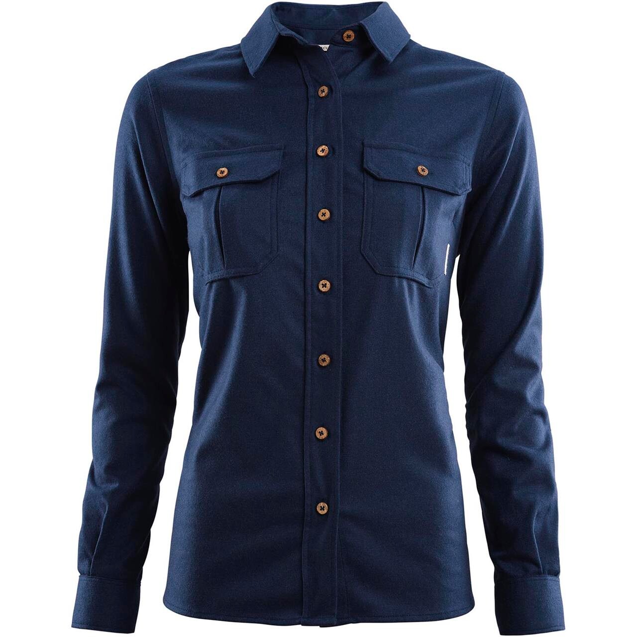 Aclima Womens Leisurewool Reborn Shirt Blå Check Navy Jeans Medium