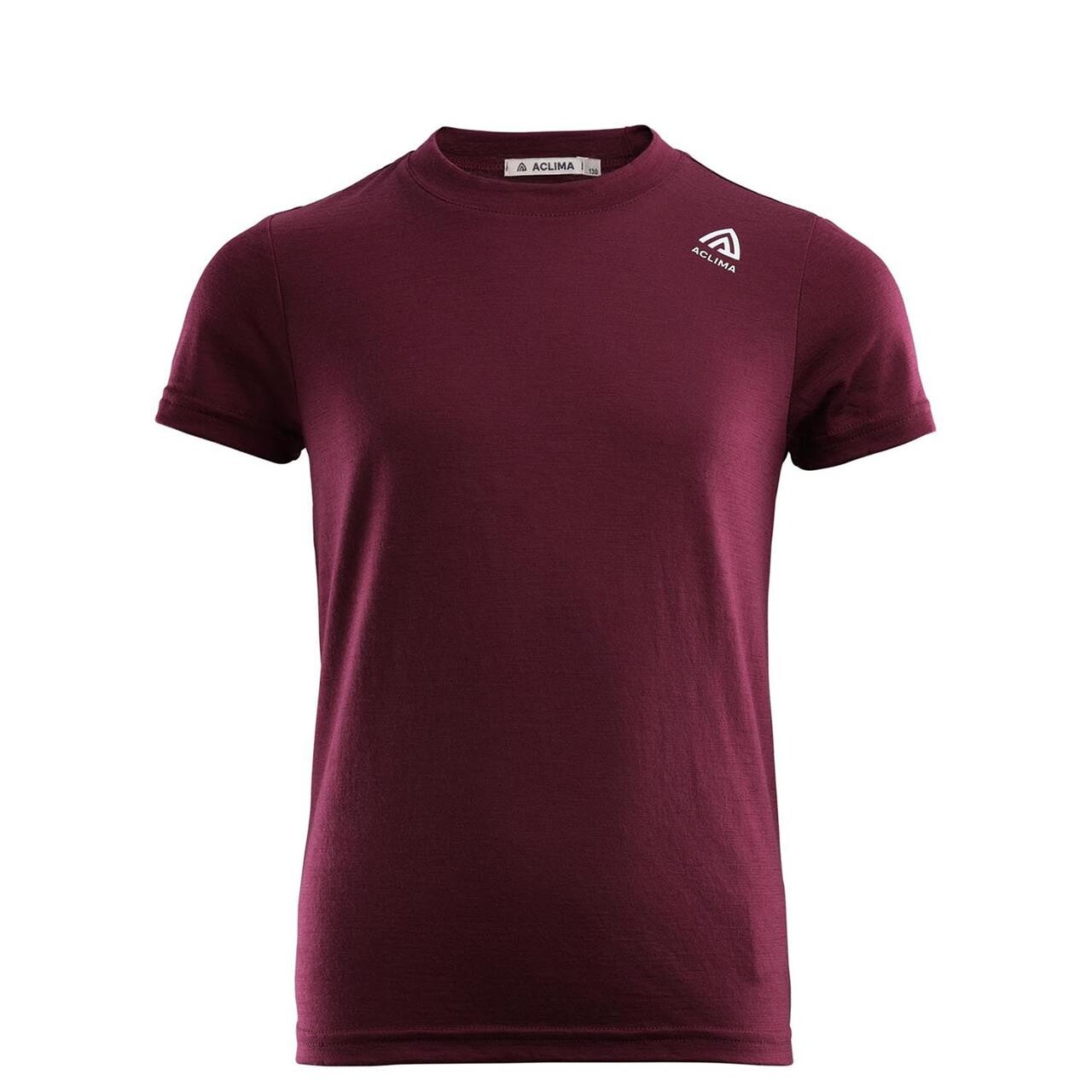 Aclima Youths LightWool T-shirt (Rød (ZINFANDEL) 150 cm)