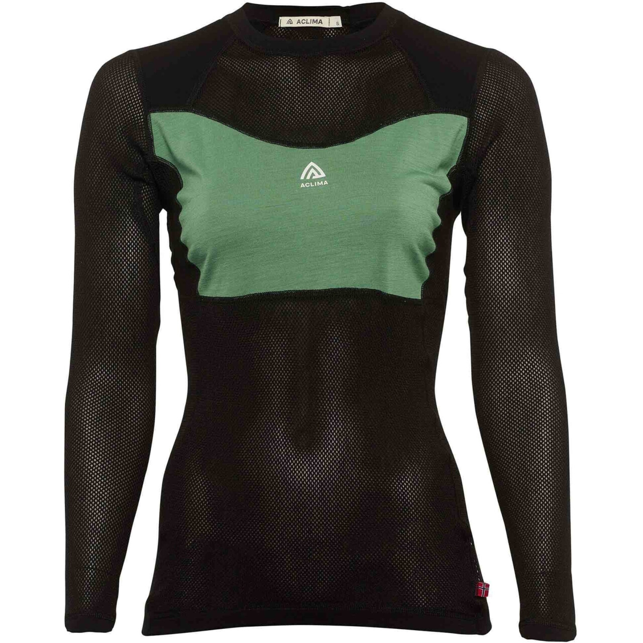 Aclima Womens Woolnet Light Crewneck Sort Jet Black/dark Ivy X Large