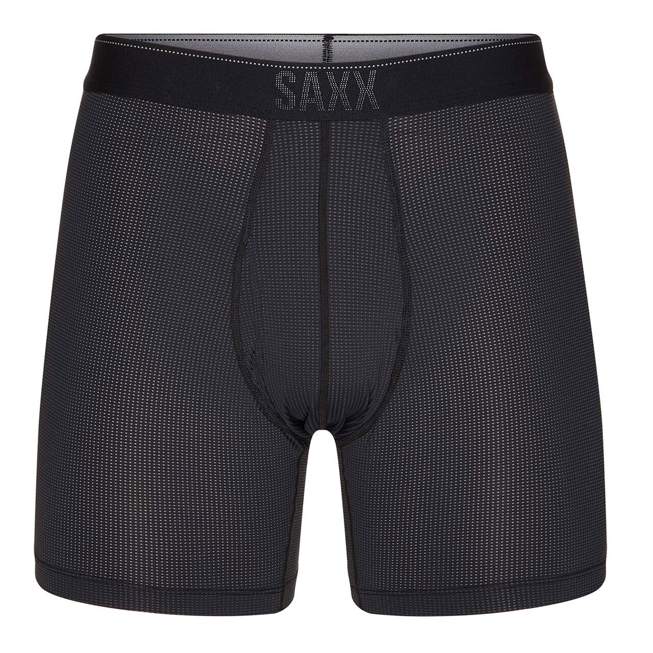 SAXX Mens Quest Qdm Boxer Brief Fly 2pk (Sort (BLACK/DK CHARCOAL II) Small)