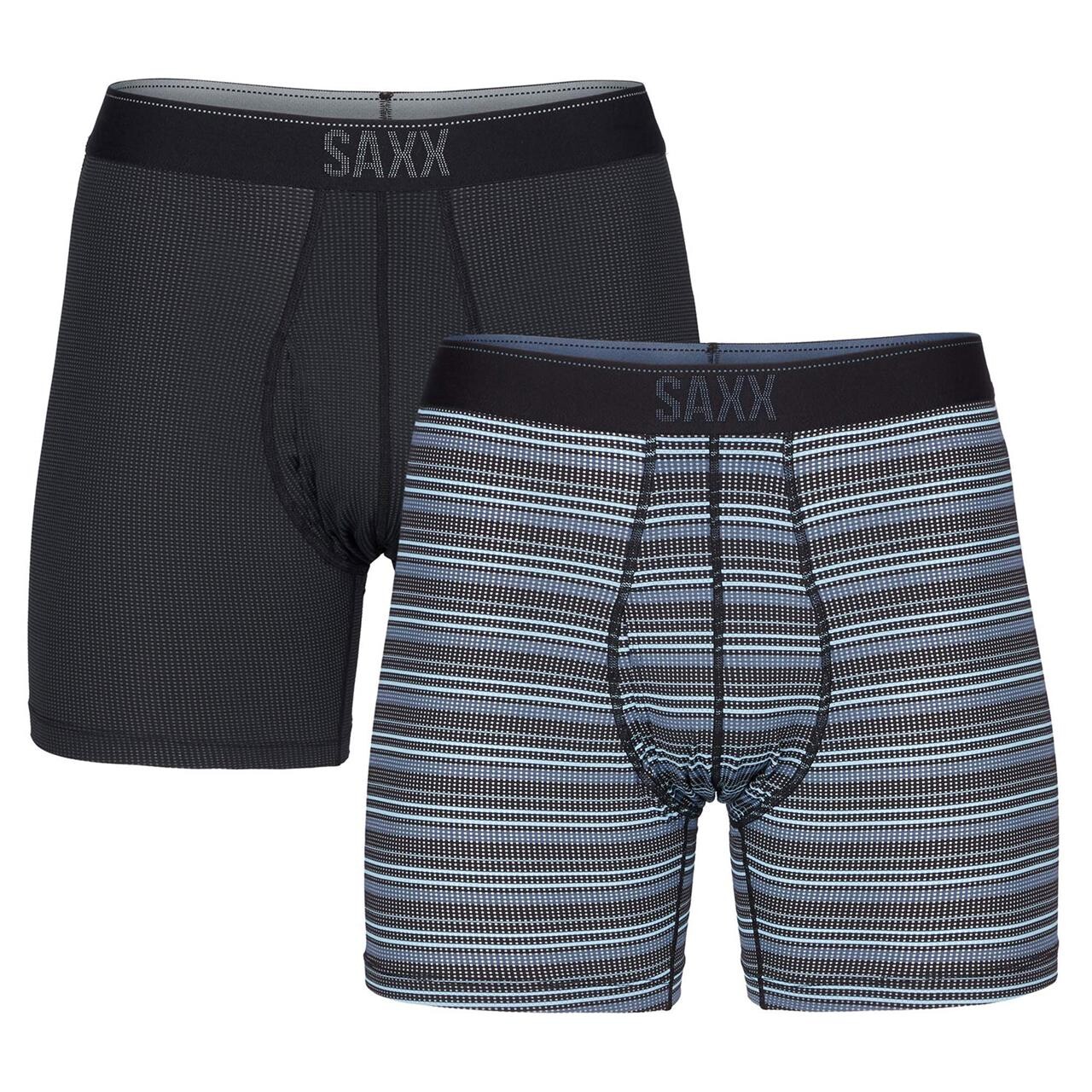 Mens Quest Qdm Boxer Brief Fly 2pk Grå Sunrise Stripe Black Ii Small Fra Saxx