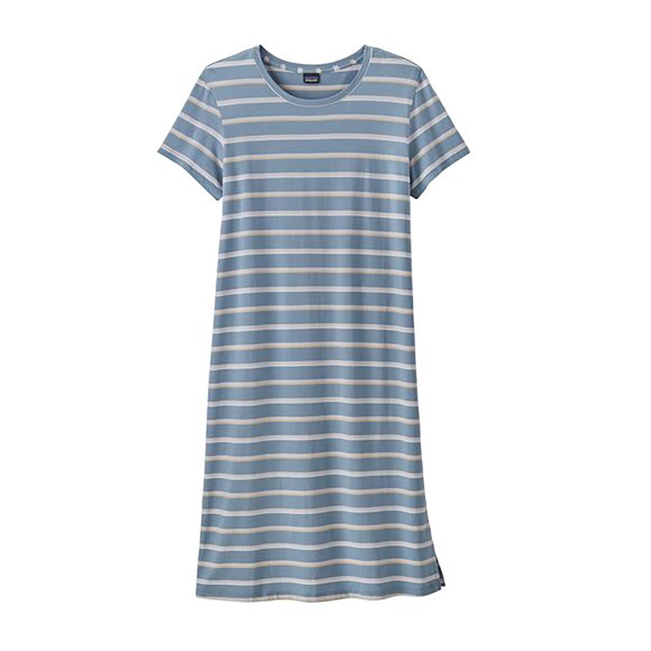 5: Patagonia Womens Regenerative Org Ctn T-shirt Dress (Grå (SUNSET STRIPE: LT PLUME GREY) Small)