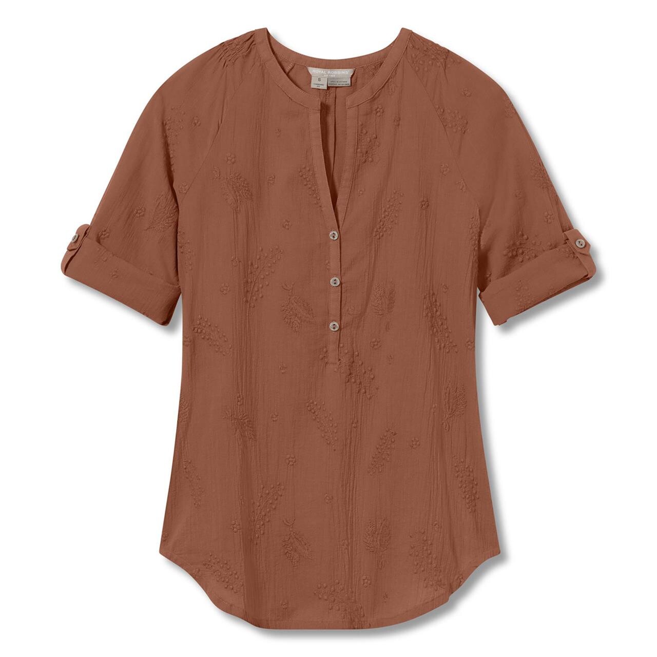 Se Royal Robbins Womens Oasis Tunic II 3/4 Sleeve (Brun (BAKED CLAY) Small) hos Friluftsland.dk