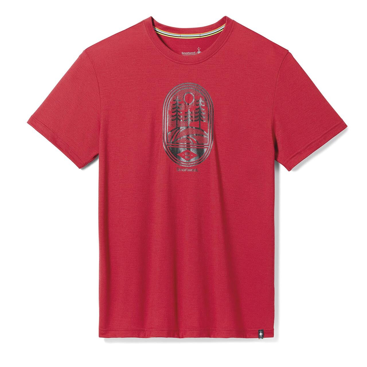 Se Smartwool Mountain Trail Graphic S/S Tee Slim Fit (Rød (RHYTHMIC RED) Small) hos Friluftsland.dk