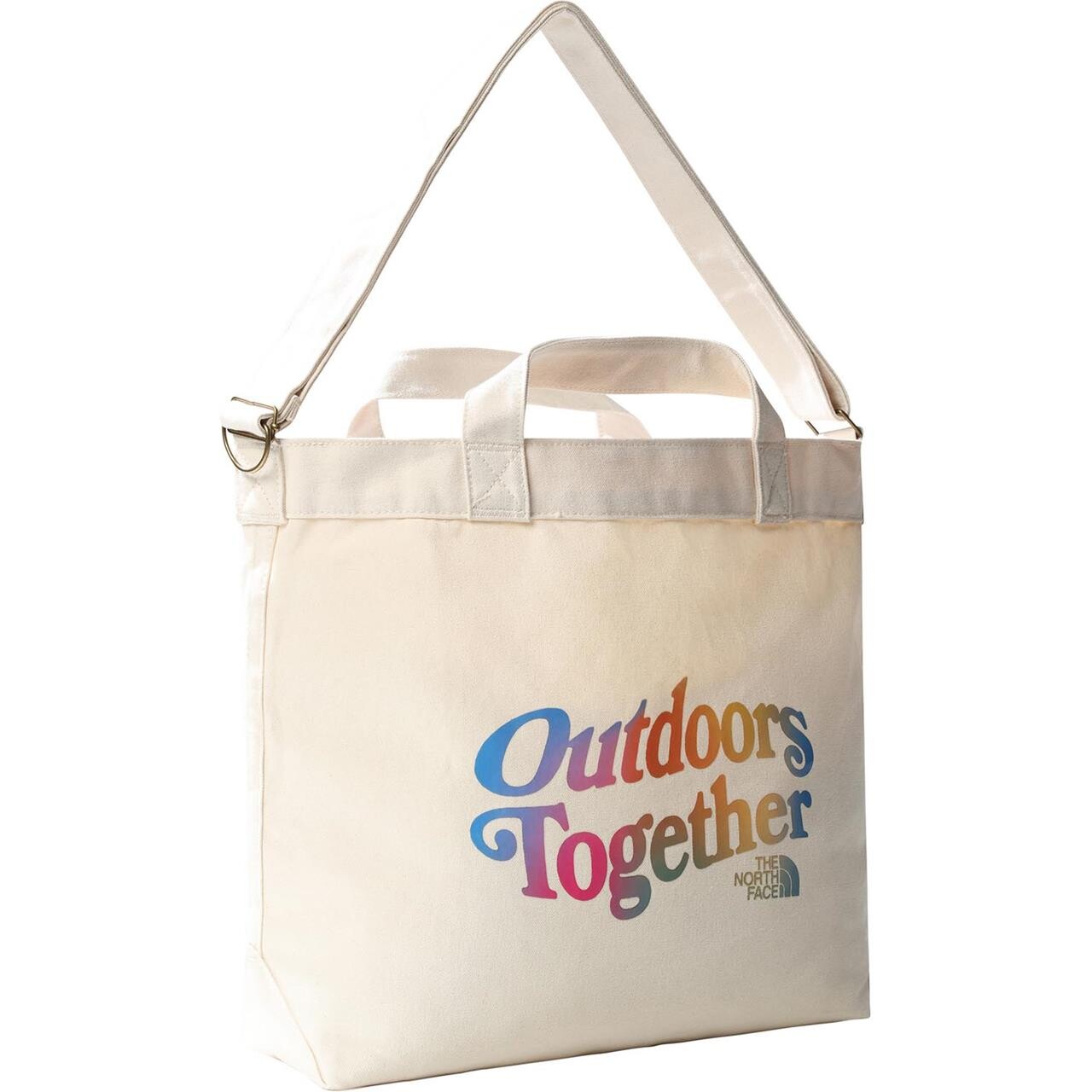 The North Face Adjustable Cotton Tote Beige Outdoors Together Graphic One Size