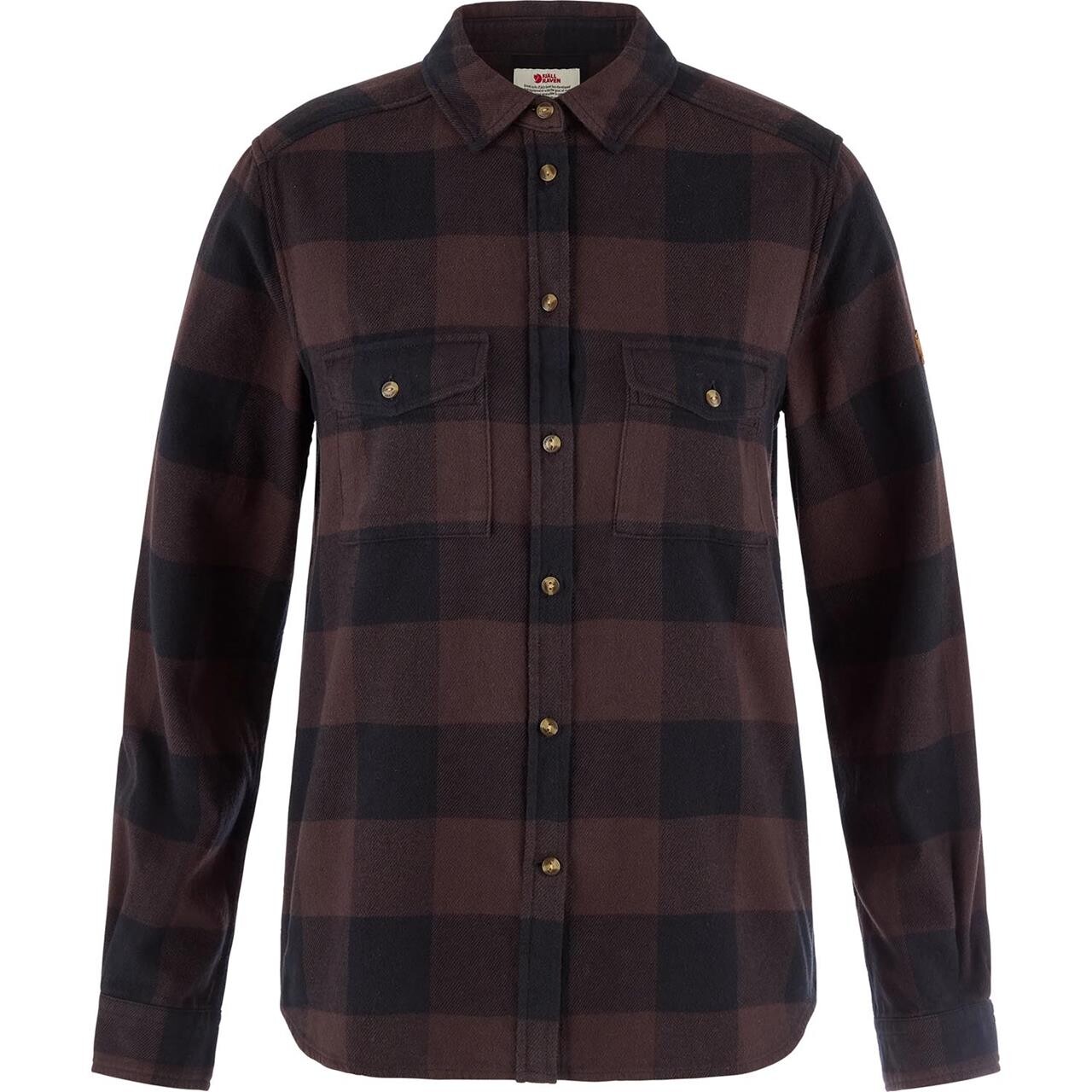Fjällräven Womens Évik Heavy Flannel Shirt (Brun (BLACK OAK-BLACK/294-550) X-large)