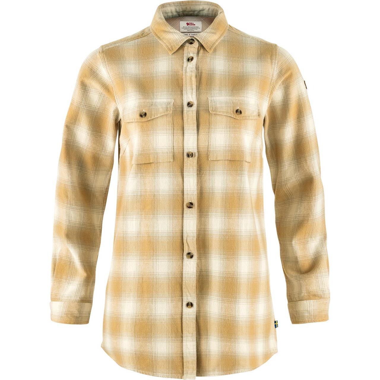Fjallraven Womens Övik Twill Shirt Hvid Chalk White Dune Beige 113 196 Small