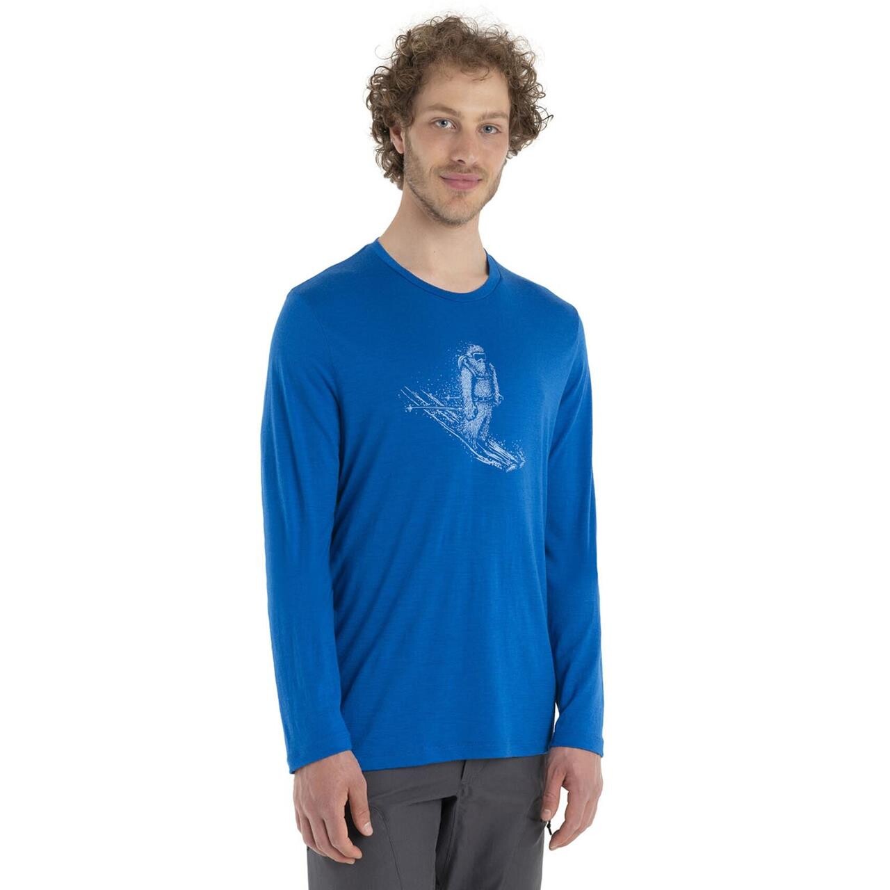 Icebreaker Mens Tech Lite Ii L/s Tee Skiing Yeti Blå Lazurite