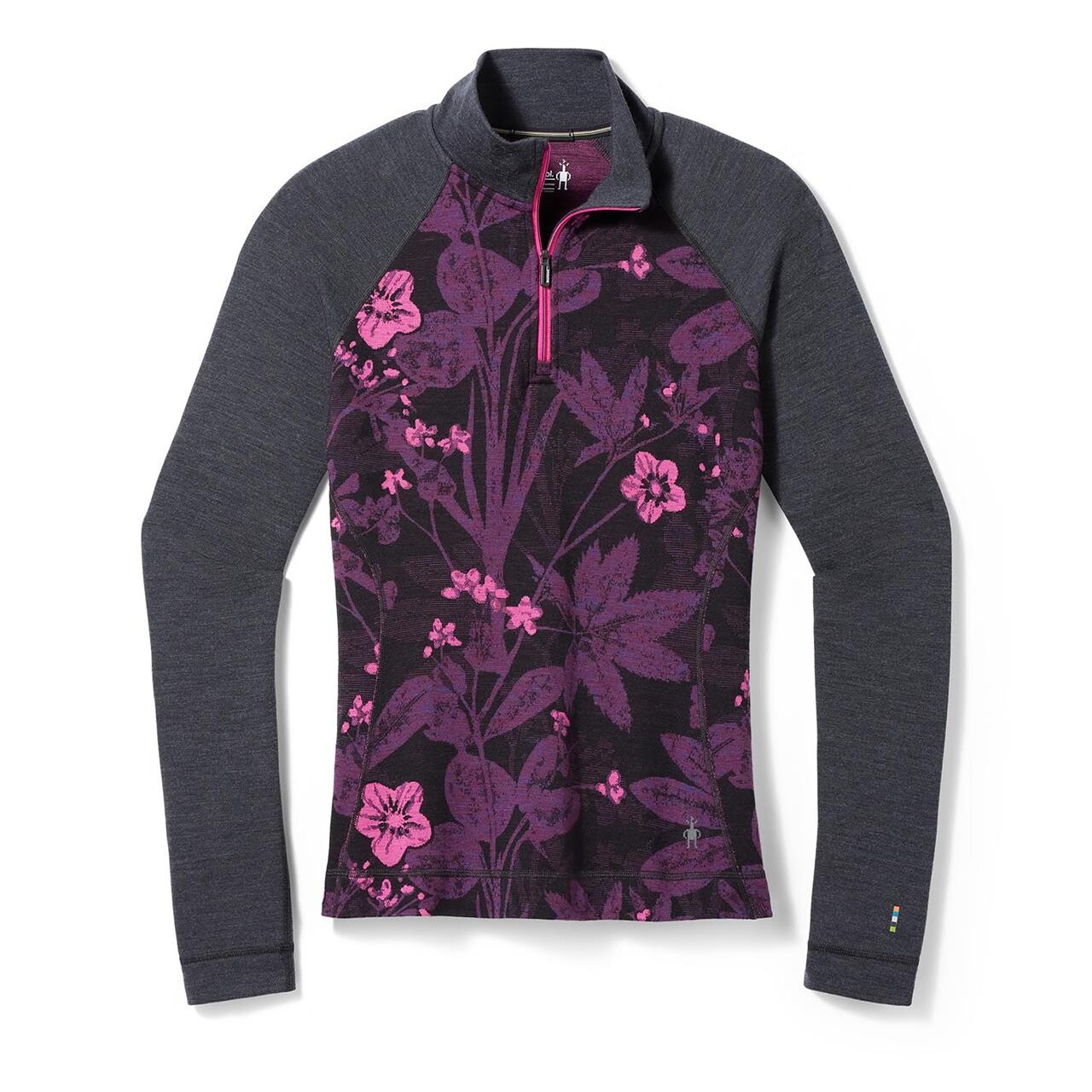 Se Smartwool Womens Cl Thermal Merino Base Layer 1/4 Zip (Lilla (PURPLE IRIS FLORAL) Small) hos Friluftsland.dk