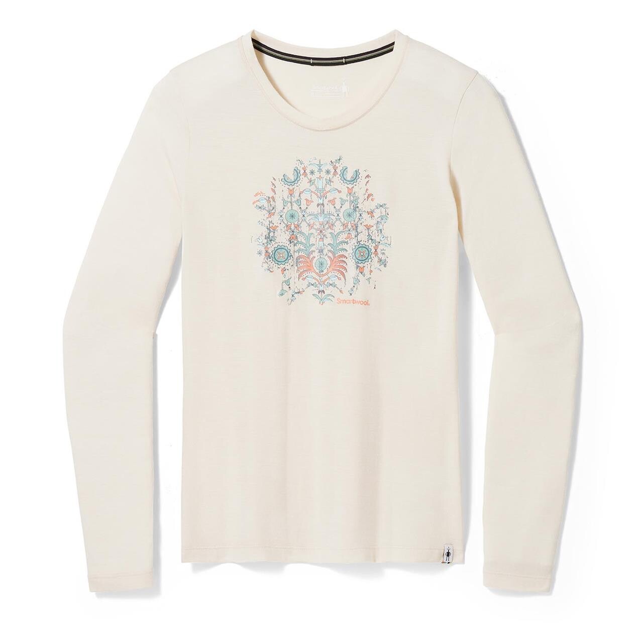 Smartwool Womens Floral Tundra Graphic L/s Tee Beige Almond Heather X Large