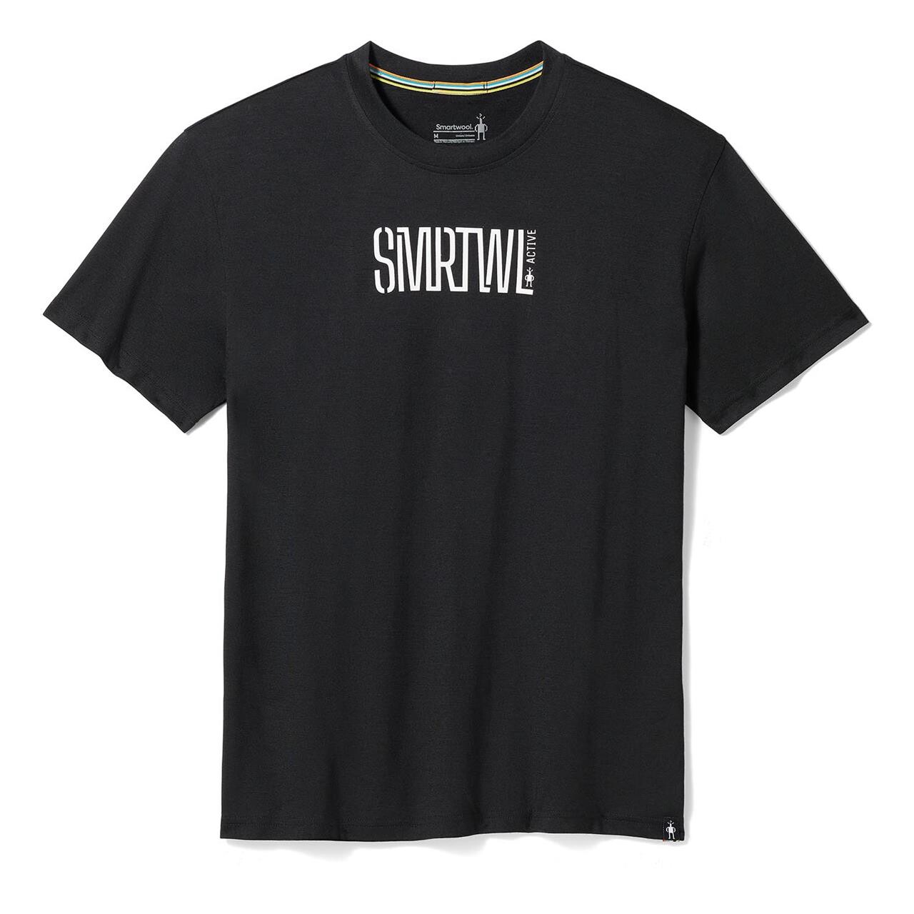 Se Smartwool Mens Active Logo Graphic Short S/S Tee (Sort (BLACK) X-large) hos Friluftsland.dk