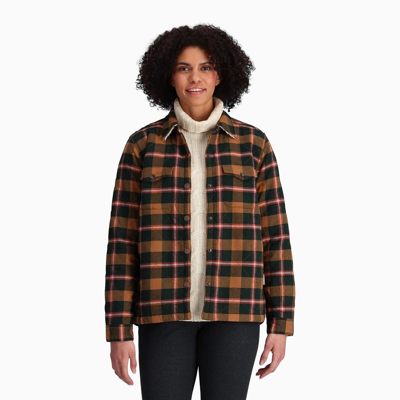 Se Royal Robbins Womens Snowcap Lined Flannel L/S (Grøn (PINE GROVE PINECREST PLD) Large) hos Friluftsland.dk