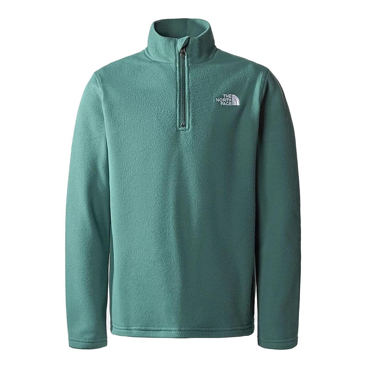 The North Face Teens Glacier Fleece 1/4 Zip (Grøn (DARK SAGE) Small)