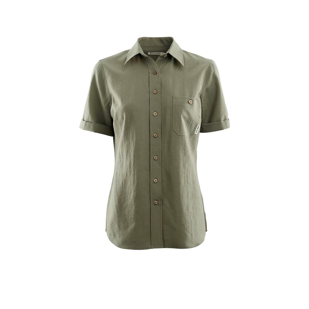 Se Aclima LeisureWool Woven Wool Short Sleeve Shirt Woman - Ranger Green - XL hos Friluftsland.dk