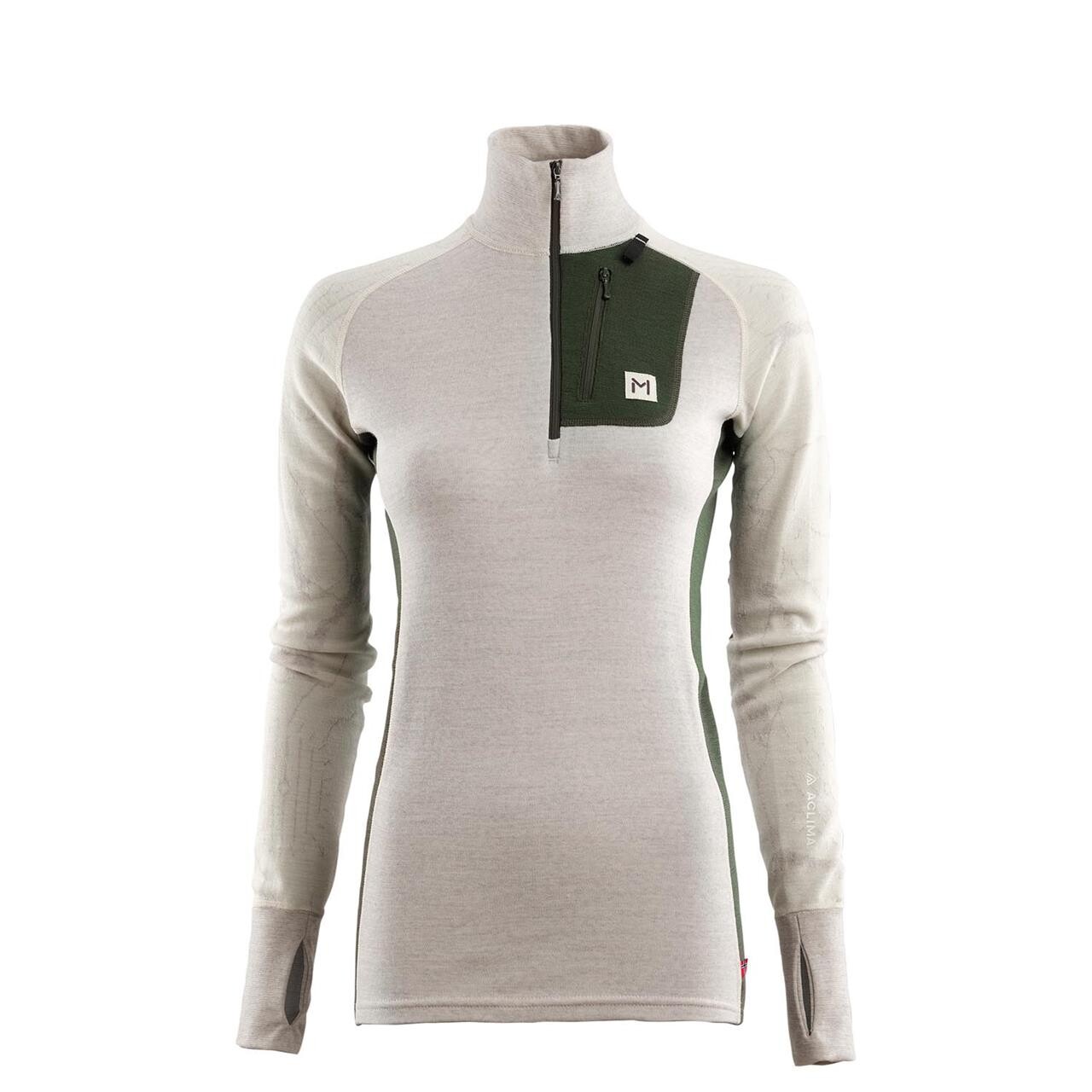 Aclima Womens Lars Monsen Polo (Beige (BEIGEMELANG/OLIVENGHT/FEMUNDEN) Large)