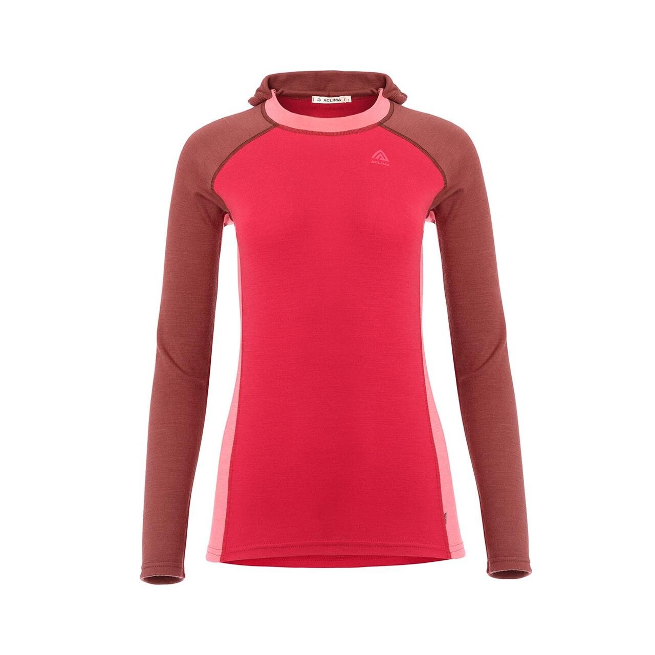 Aclima Womens Warmwool Hoodsweater V2 Lyserød Spicedappl/jesterred/spicedcrl X Small