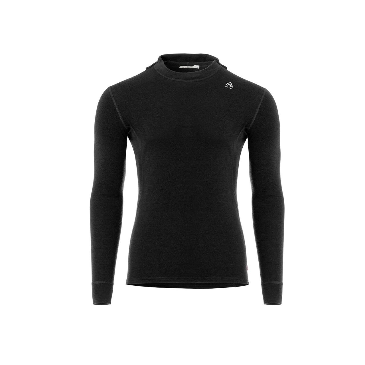Baselayer Top | Mens WarmWool Hoodsweater V2 (Sort (JET BLACK) X-large) | Aclima