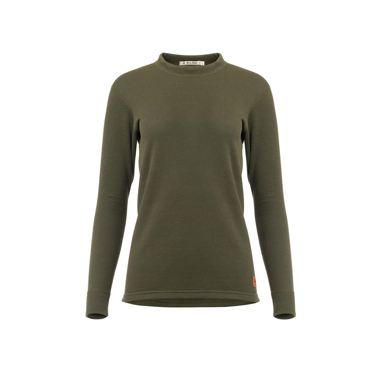 Aclima Womens WoolTerry Crew Neck (Grøn (OLIVE NIGHT) Large)