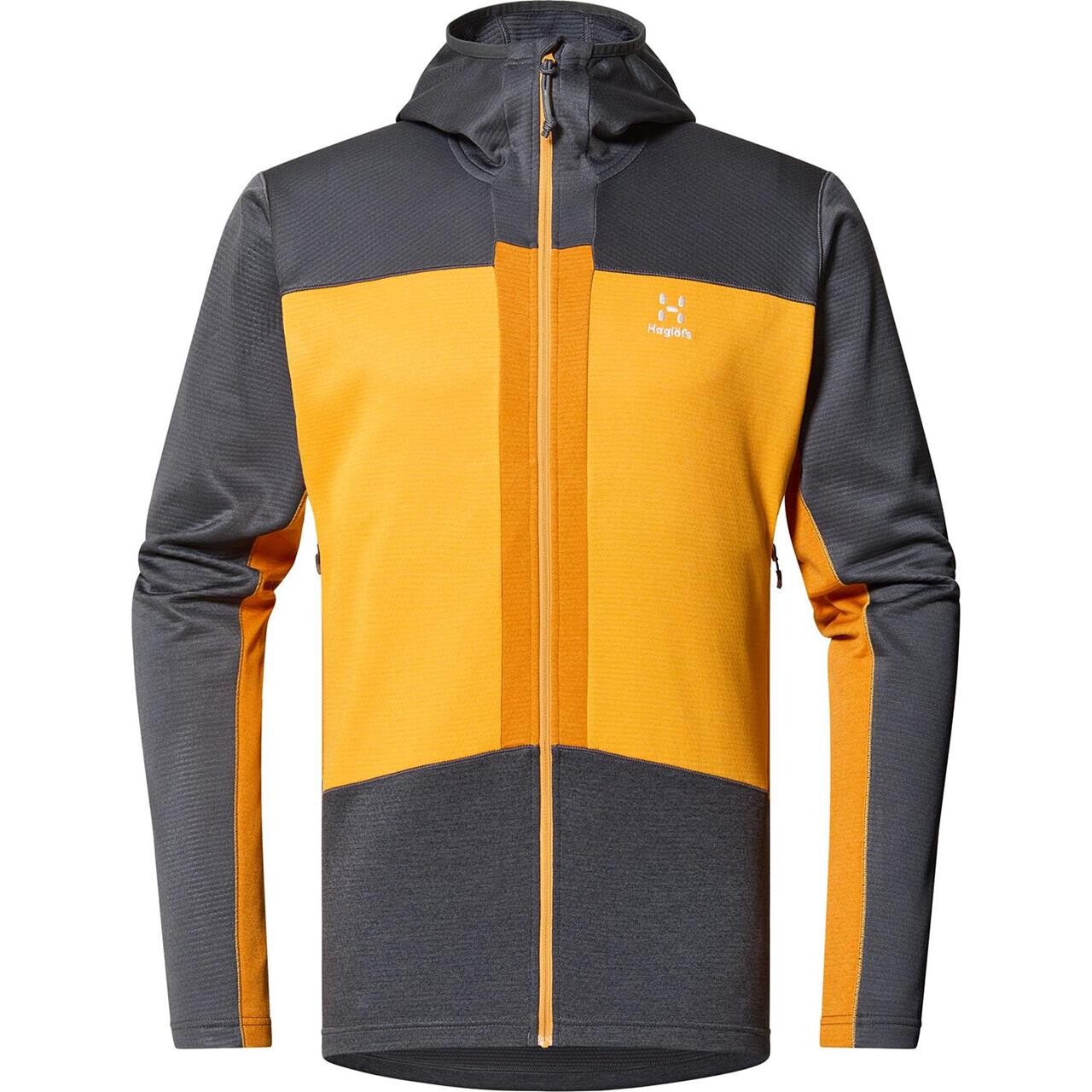 Se Haglöfs Mens Roc Flash Mid Hood (Grå (MAGNETITE/SUNNY YELLOW) Large) hos Friluftsland.dk