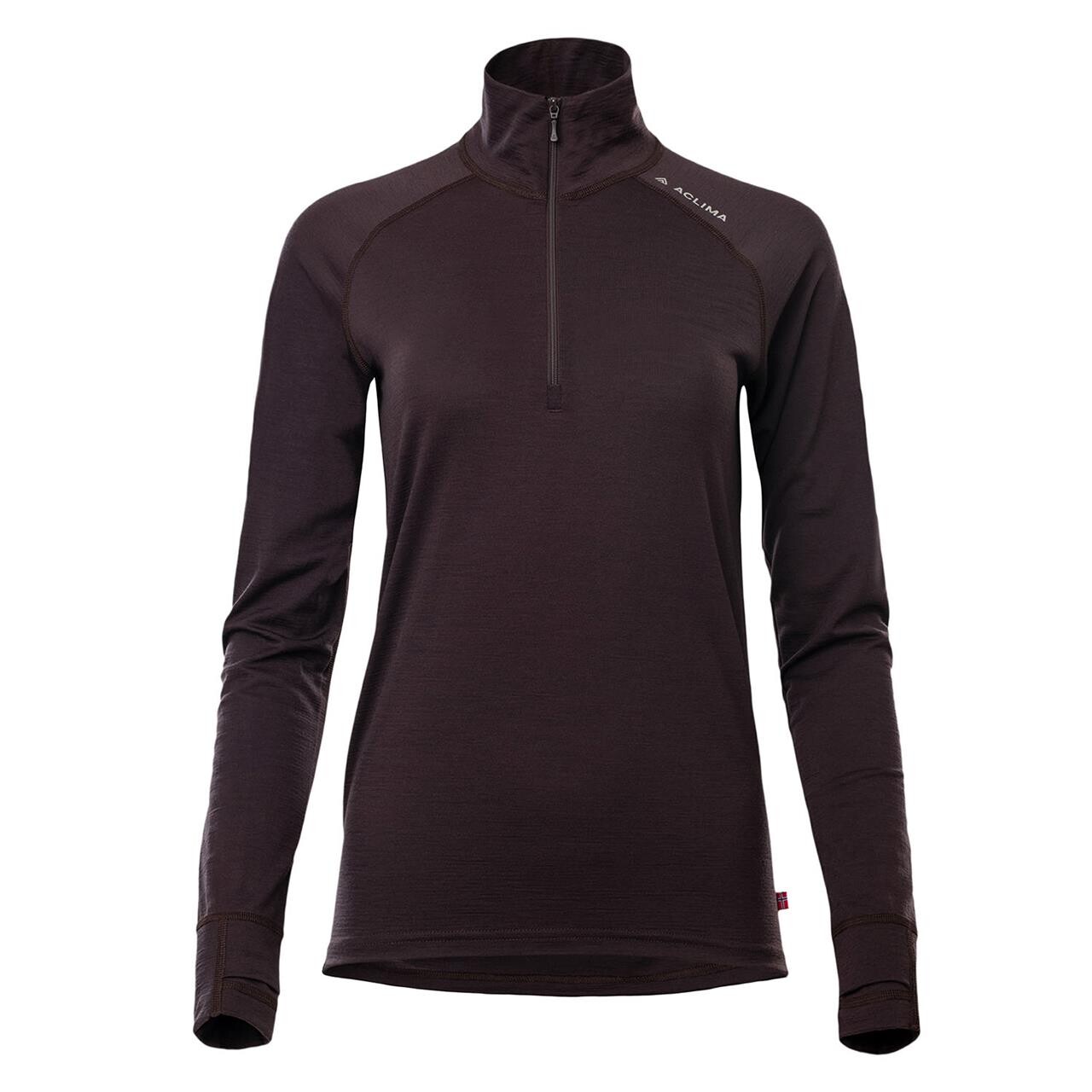 Aclima Womens LightWool 180 Polo W/zip (Lilla (CHOCOLATE PLUM) Large)