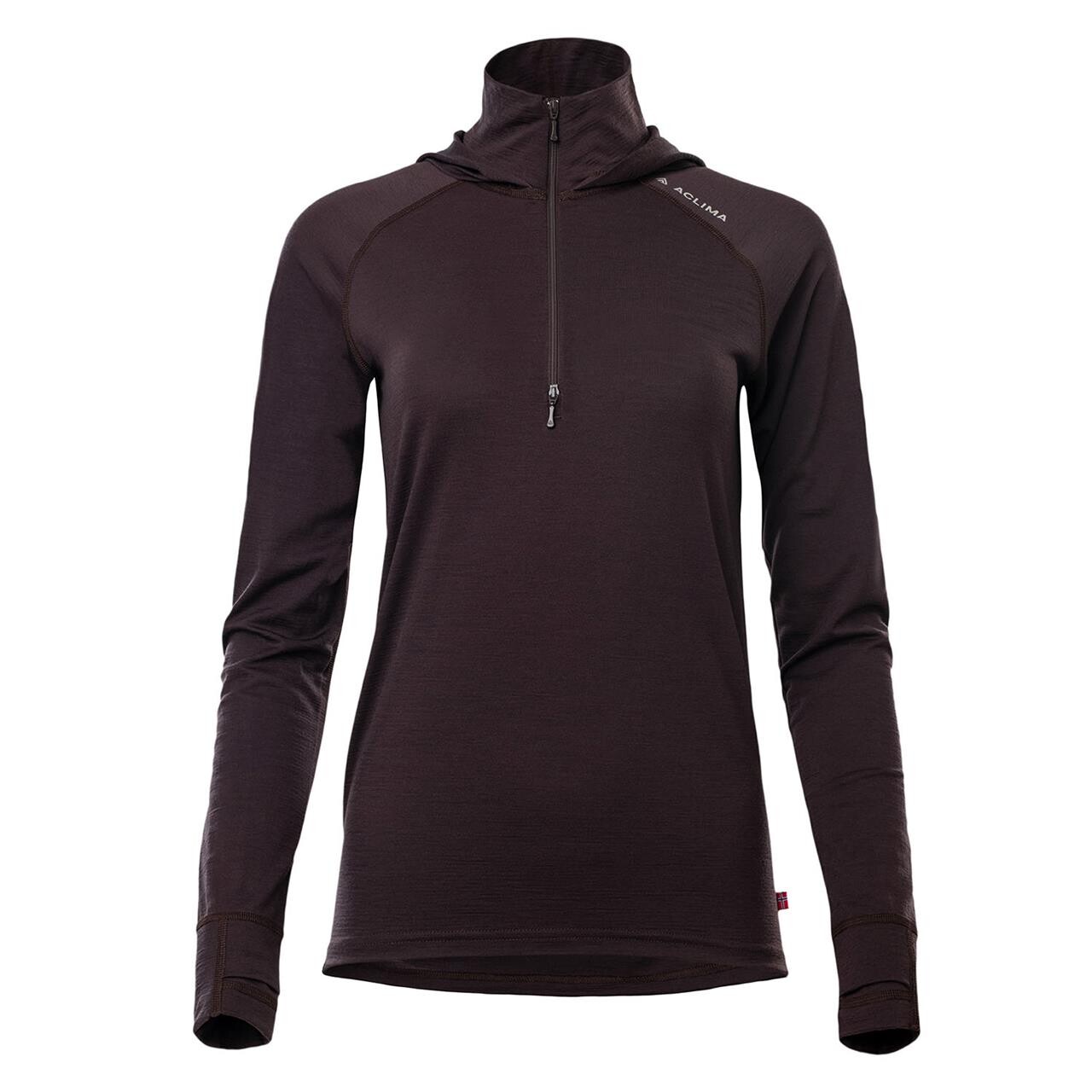 Aclima Womens Lightwool 180 Hoodie Lila Chocolate Plum X Small