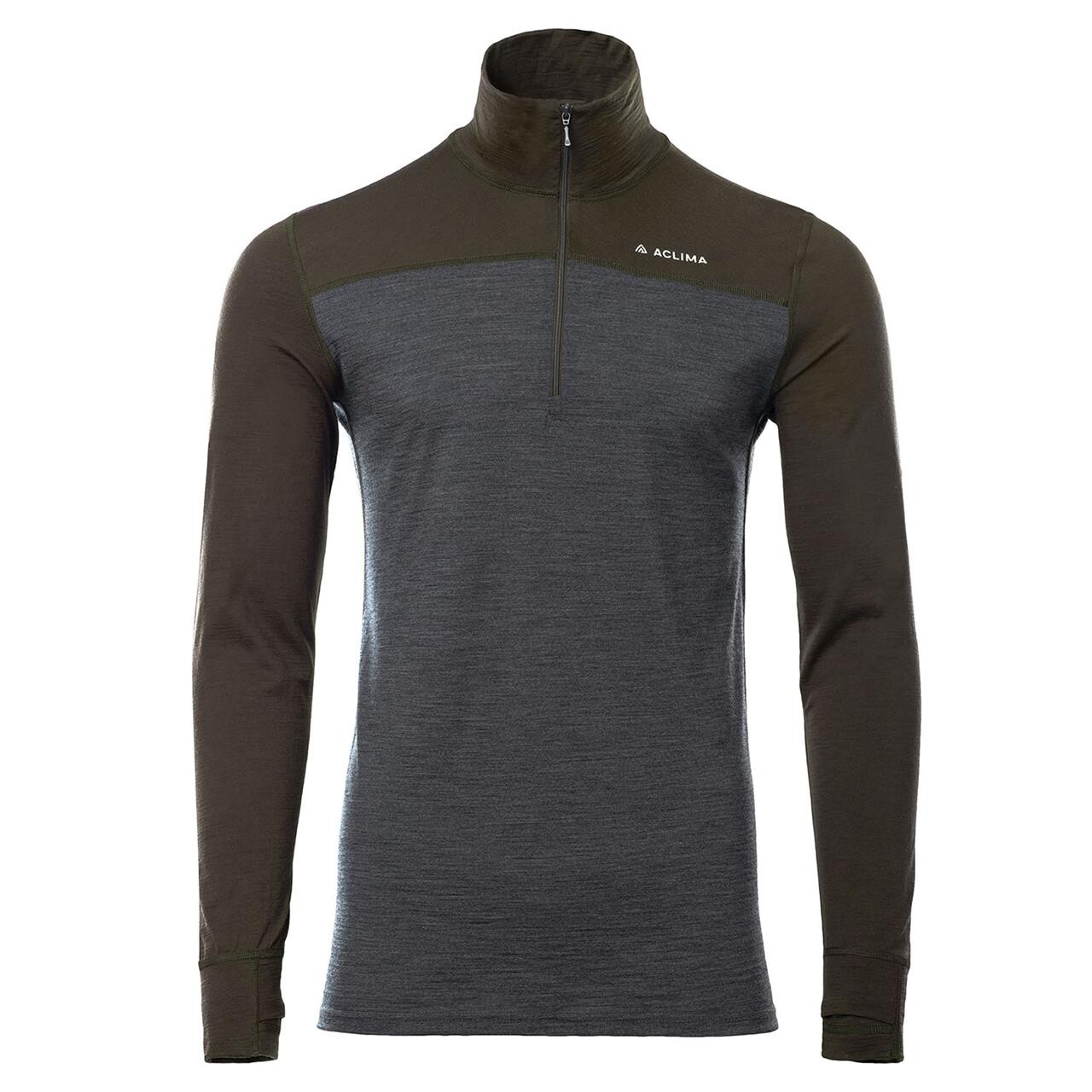 Aclima Mens Lightwool 180 Polo Zip Grå Tarmac Marengo
