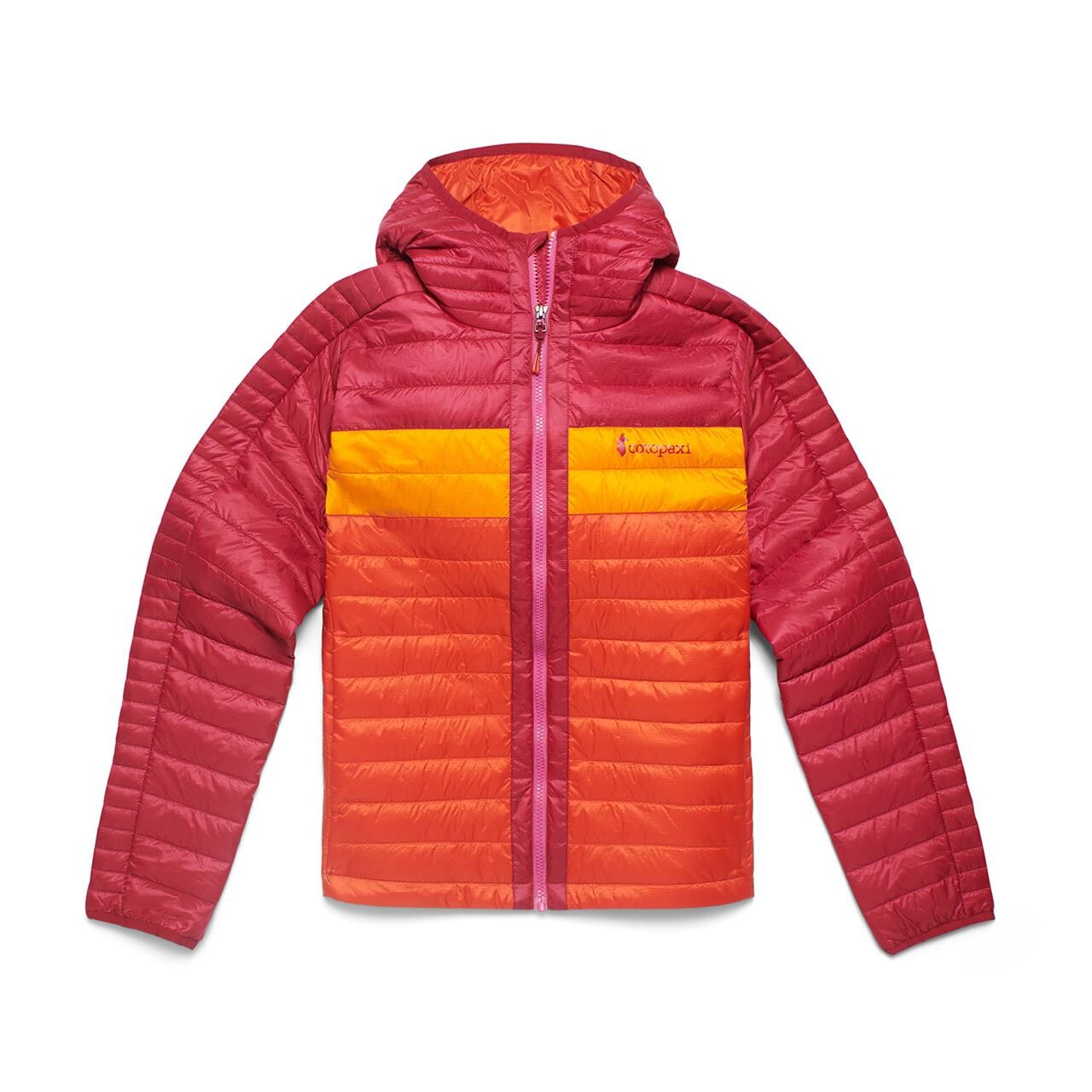Se Cotopaxi Womens Capa Insulated Hooded Jacket (Rød (RASPBERRY & CANYON) Small) hos Friluftsland.dk