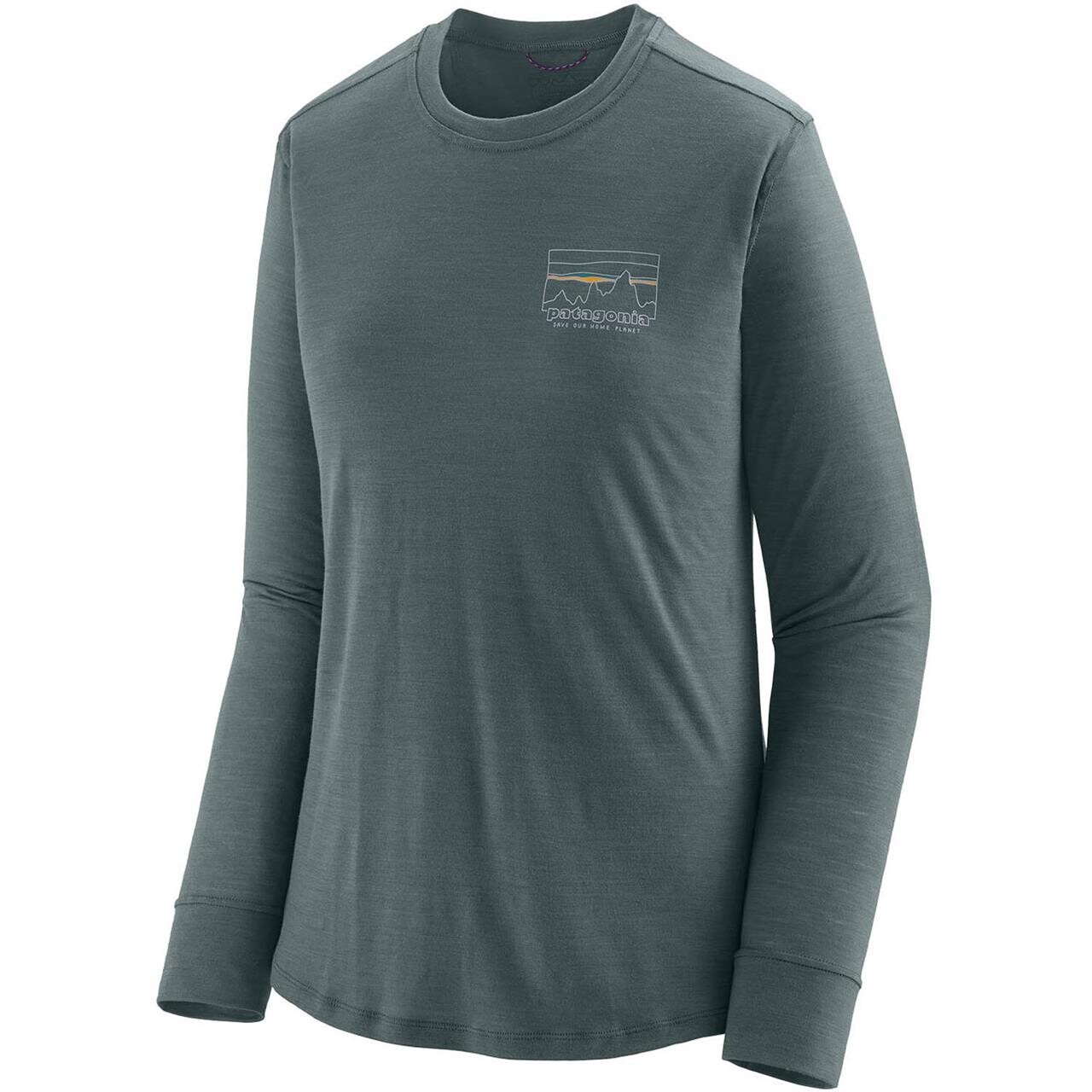 Patagonia Womens L/s Cap Cool Merino Graphic Shirt Grøn 73 Skyline: Nouveau Green Small